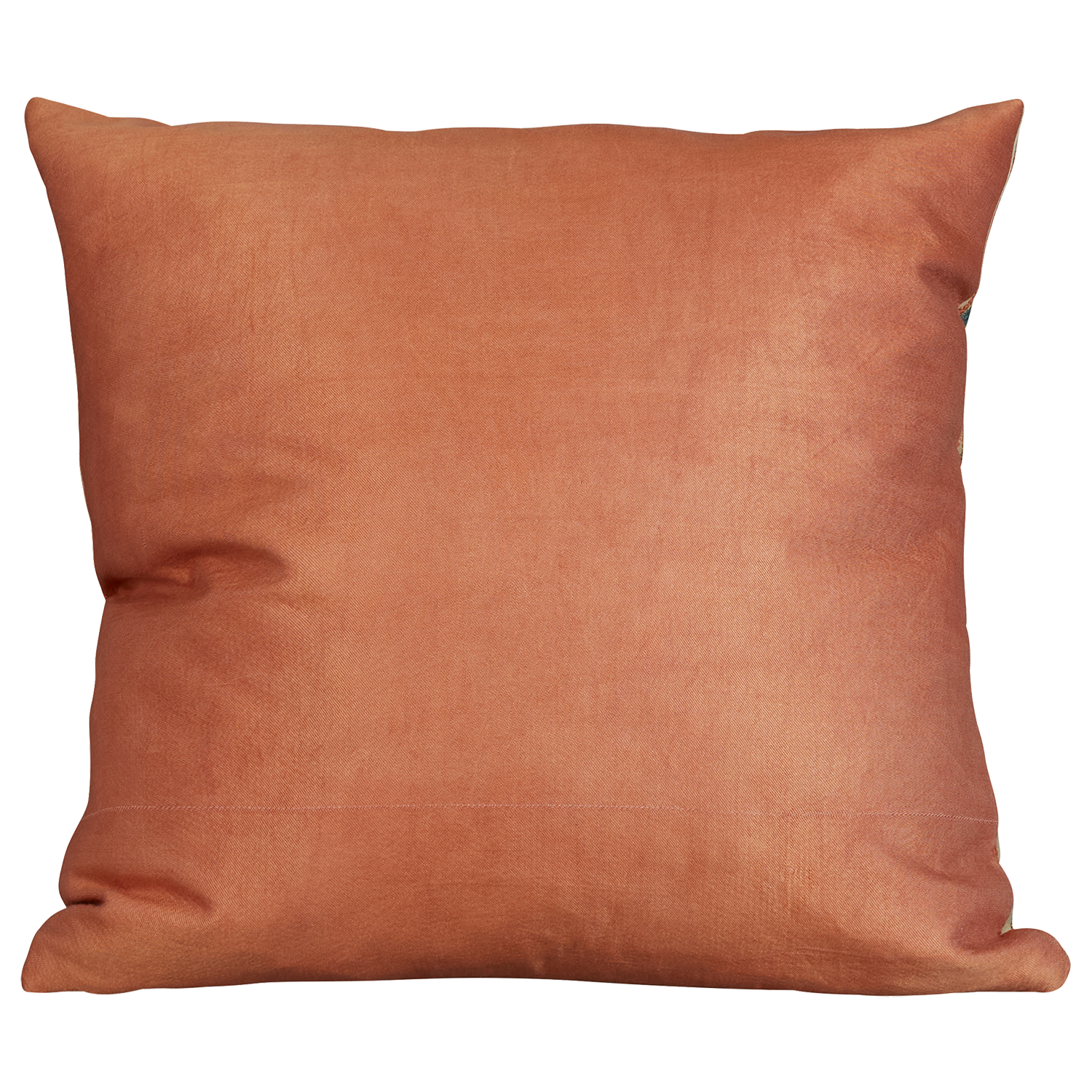 Square silk suzani cushion with symbolic Ottoman floral design