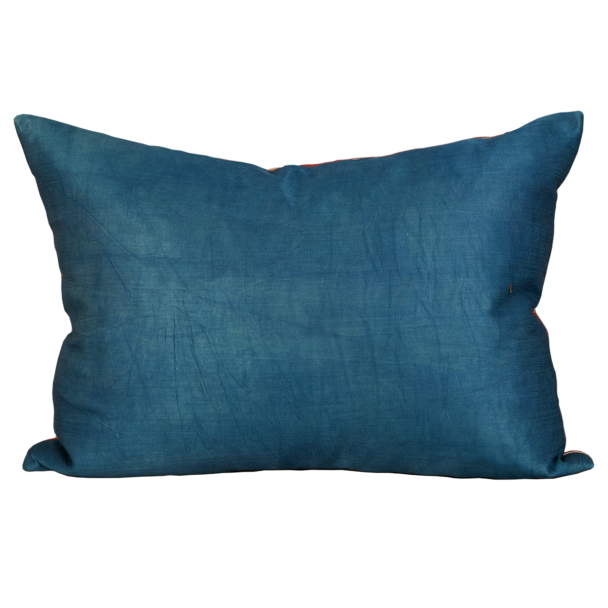 Rectangular silk suzani cushion with scrolling vine and pomegranate design