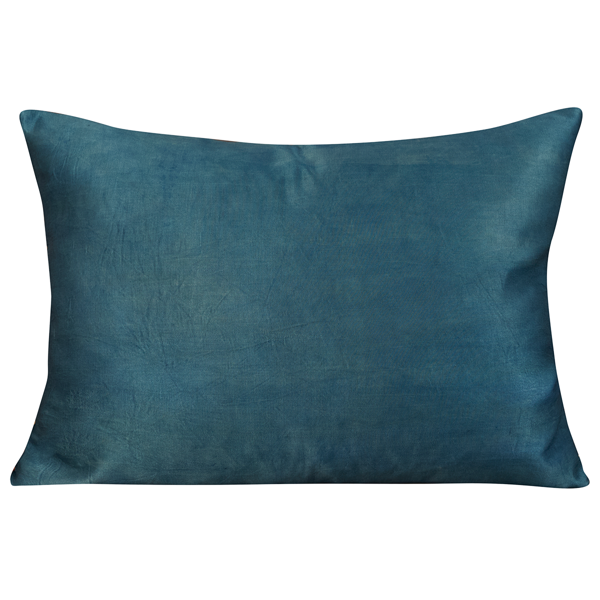 Rectangular silk suzani cushion with triple carnation design with blue silk back