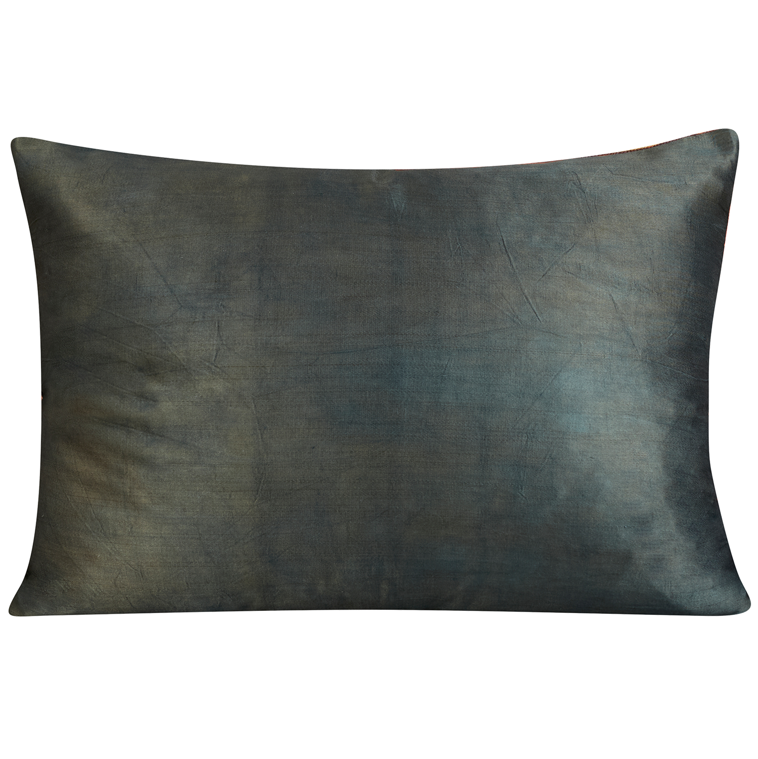 Rectangular multicoloured paisley design suzani cushion on apricot pink ground