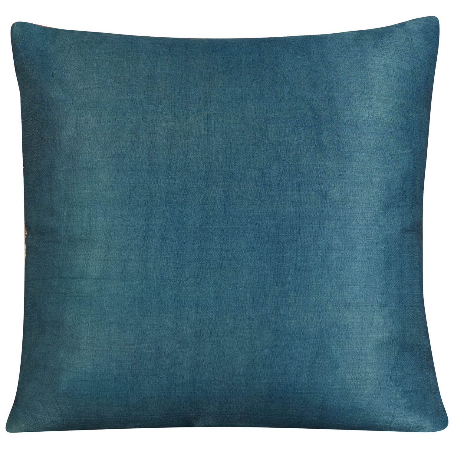 Square Anatolian design suzani on cream ground with blue silk back