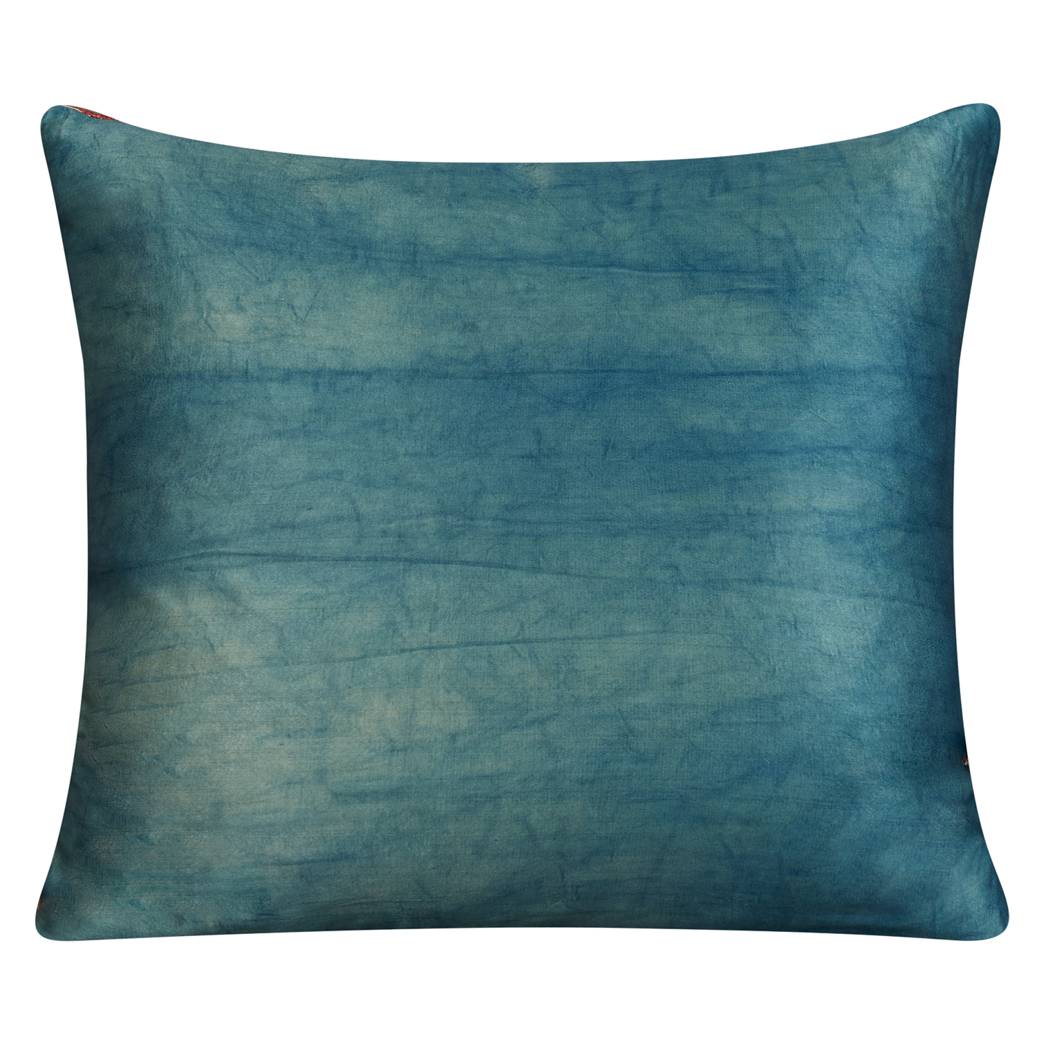 Square circular medallion suzani on cream ground with blue back