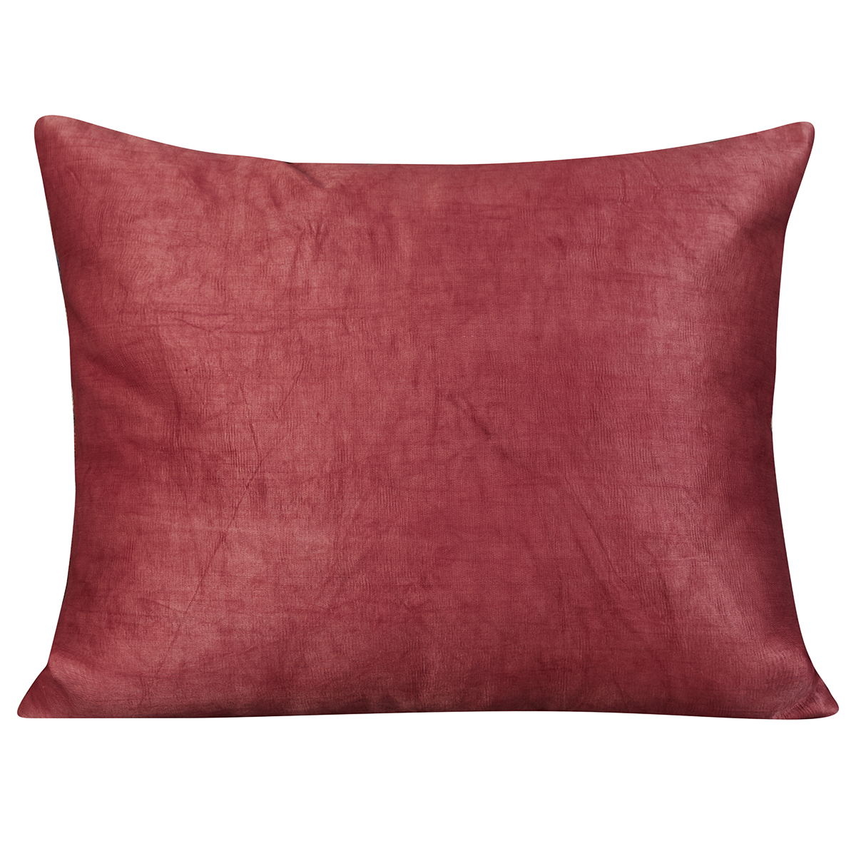 Rectangular silk suzani cushion with floral design on forest green ground