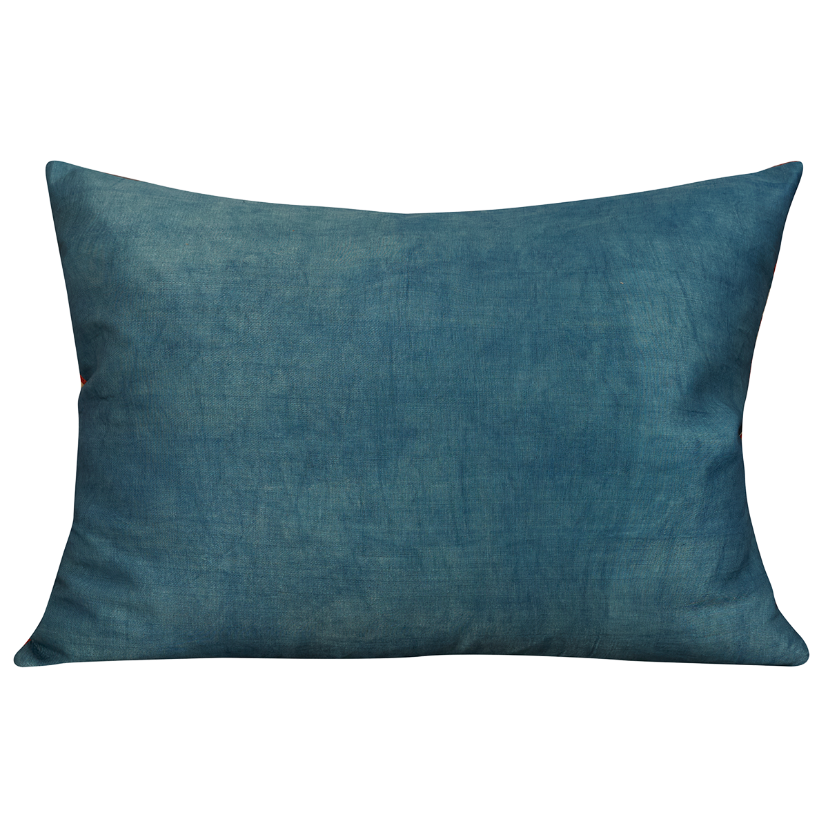 Rectangular silk suzani cushion with central medalion and floral design