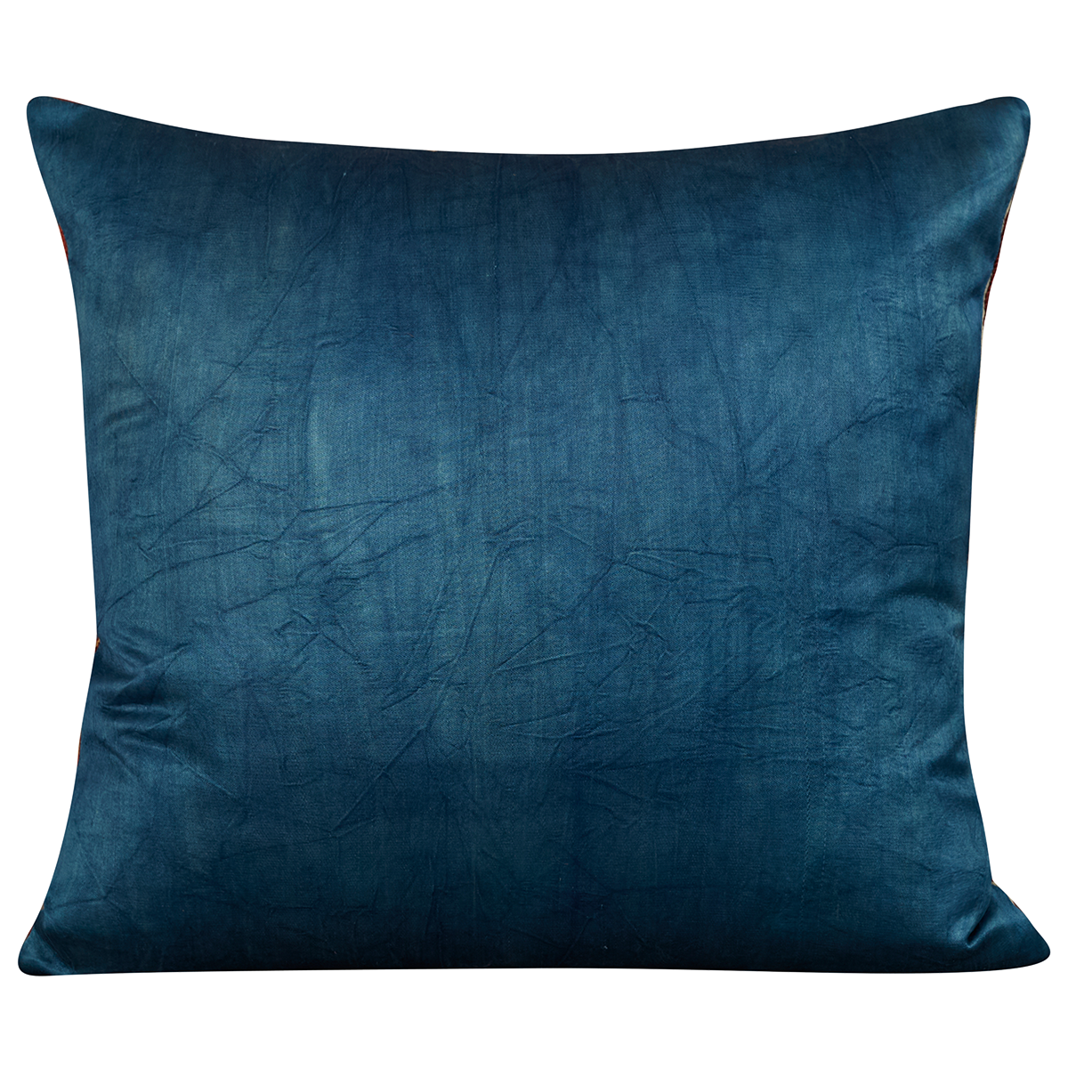 Square silk suzani cushion with red and blue carnation design