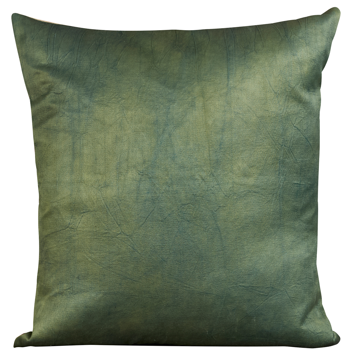 Square silk suzani cushion with red carnation design and green silk back