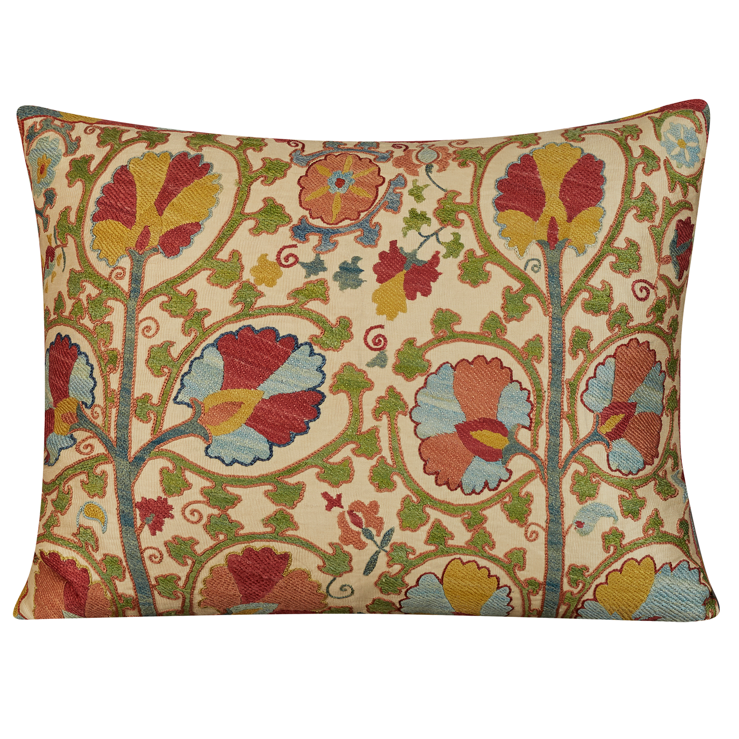 Rectangular tree of life floral design suzani on cream ground