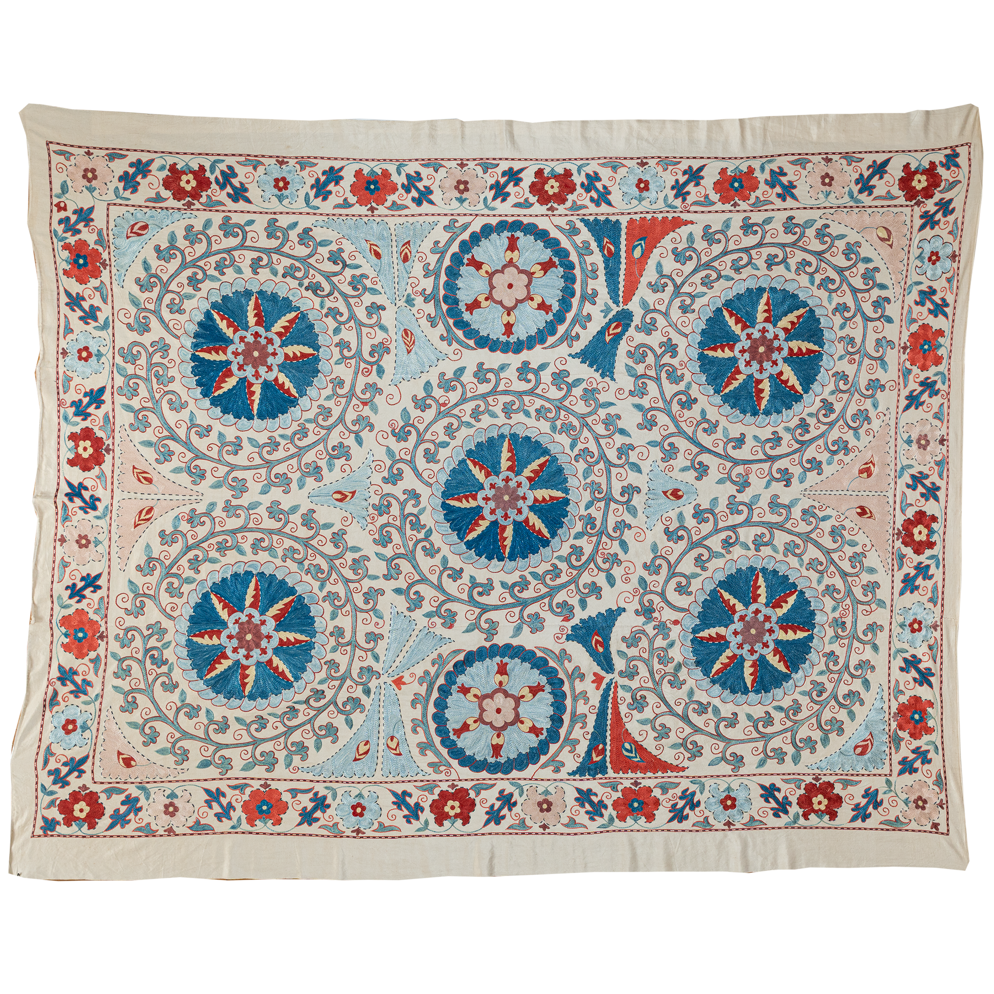 Rectangular silk Suzani Hanging, Uzbekistan circa 2000