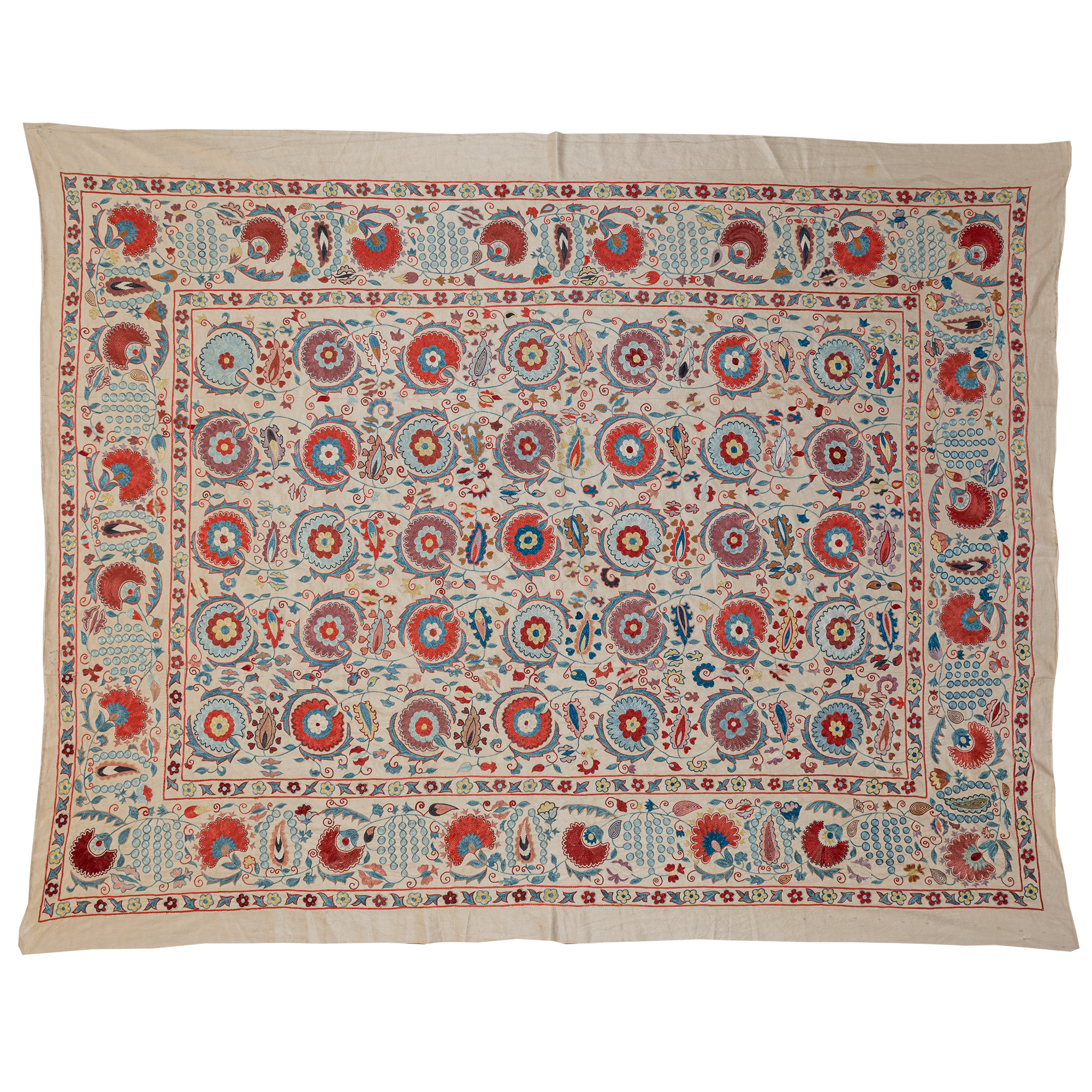 Rectangular silk Suzani Hanging, Uzbekistan circa 2000