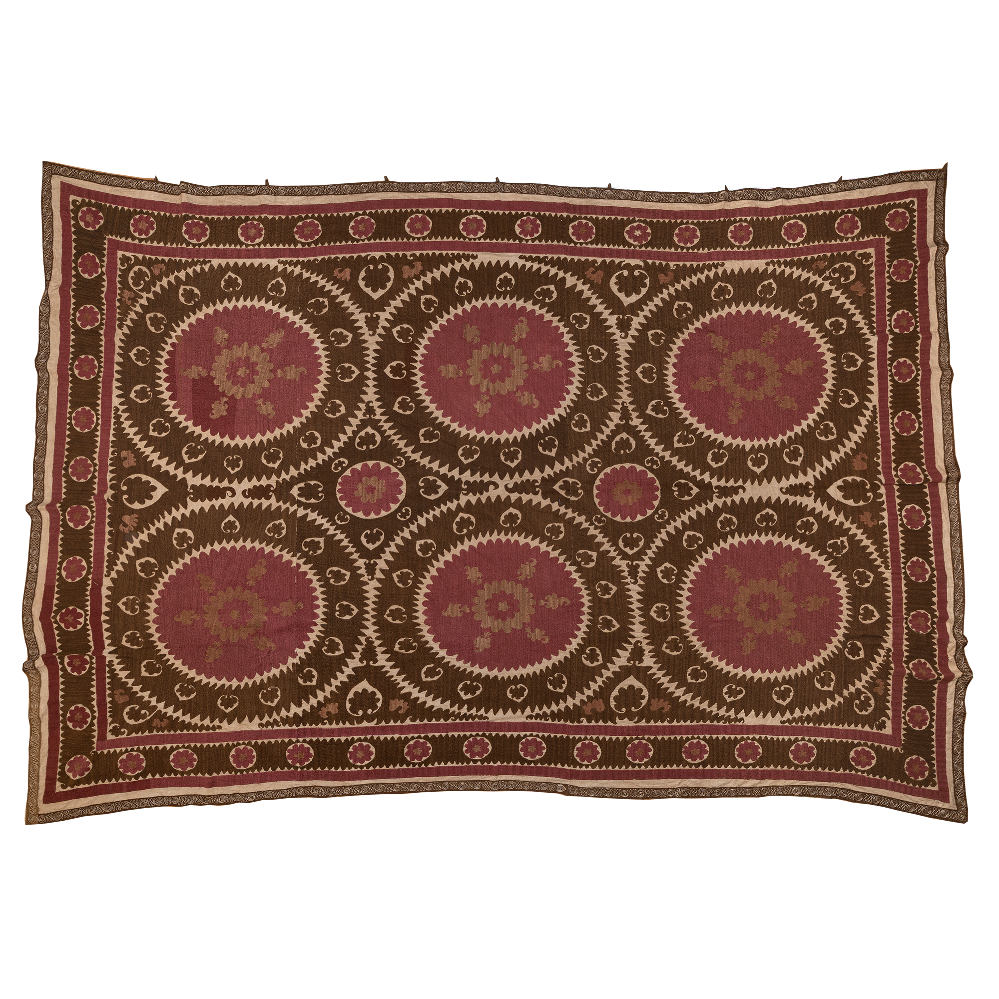 Large brown and aubergine suzani hanging/bedspread, Uzbekistan circa 2000