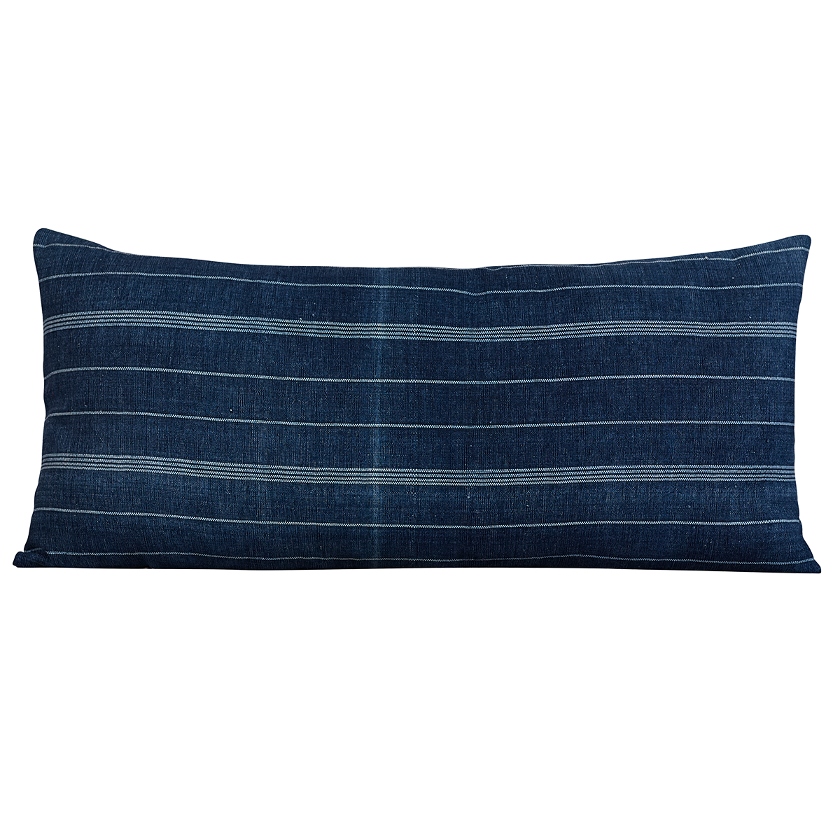 Long rectangular vintage woven cotton Guatemalan indigo cushion