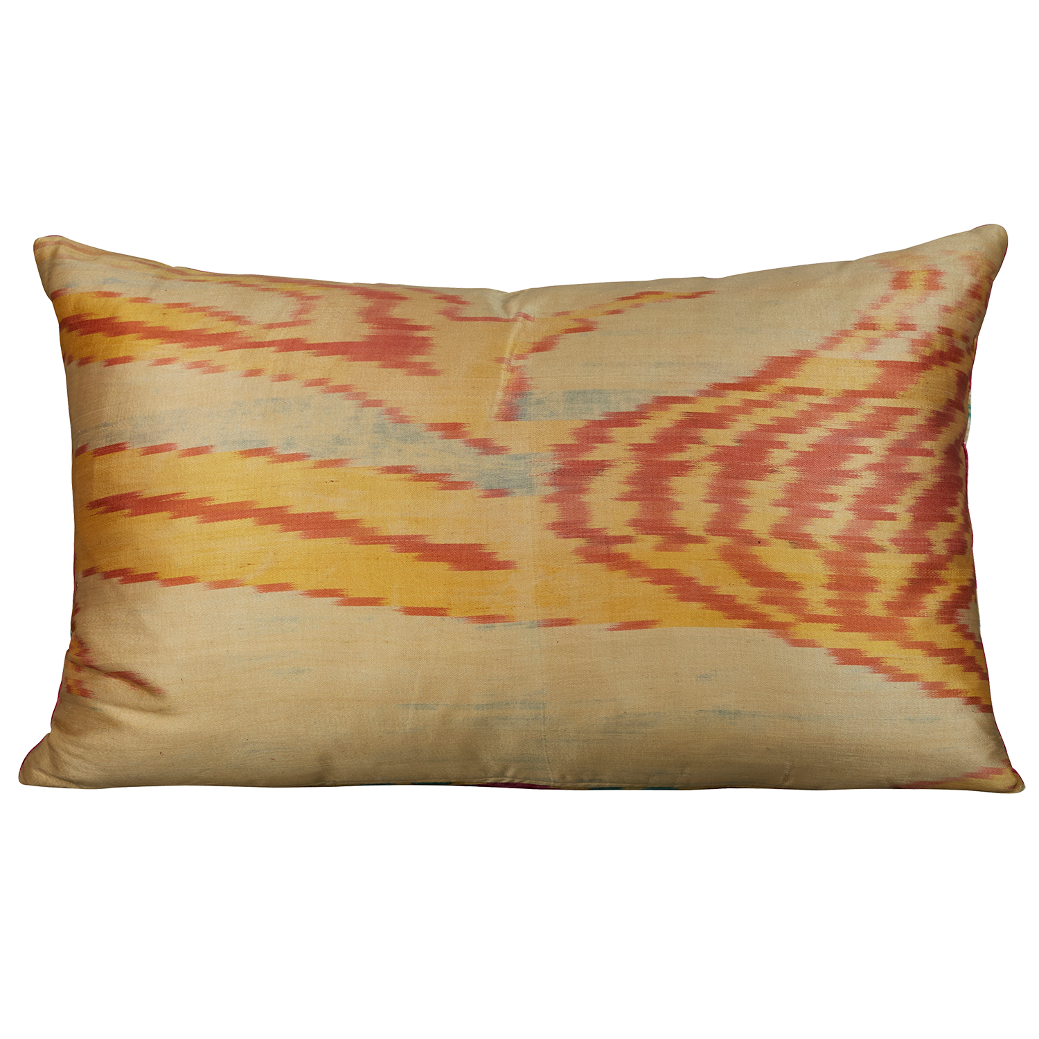 Rectangular Hand-woven silk velvet Ikat cushion - throw pillow