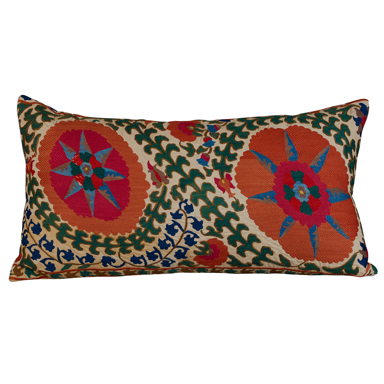 Large rectangular vintage suzani cushion - throw pillow