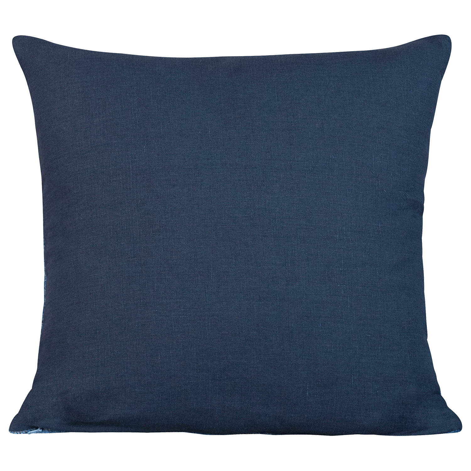 Square hand-woven chenille cushion in blue