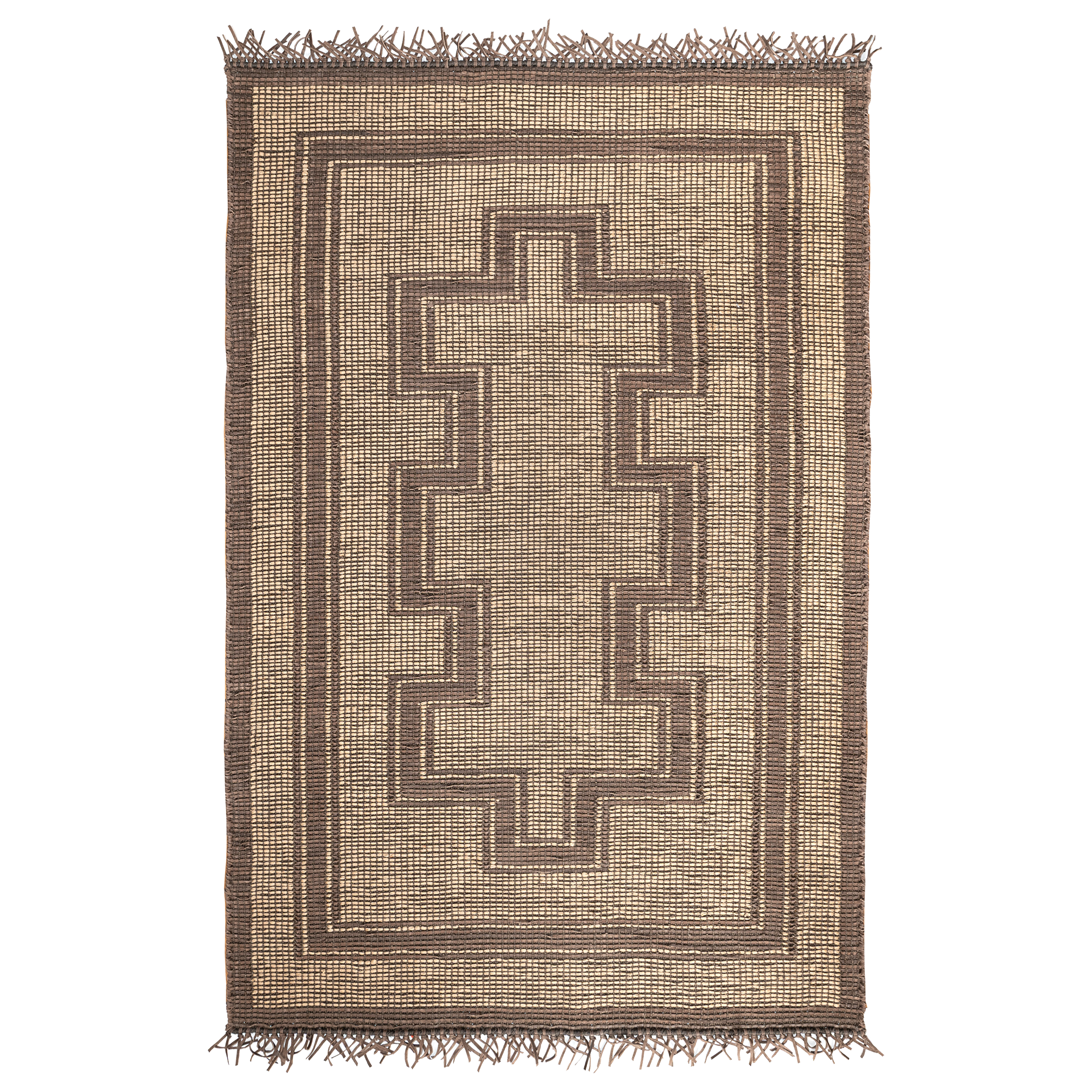 Casablanca - A jute and leather Tuareg style rug - Extra small Natural