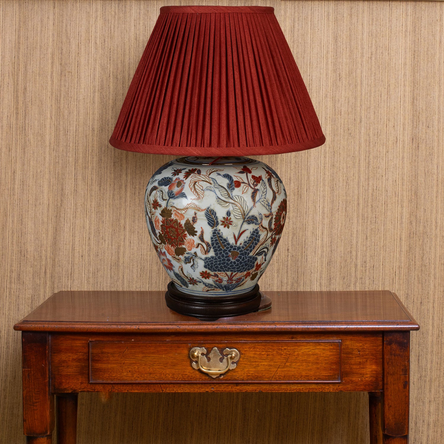 12 inch red/coral Mulberry silk French drum lampshade