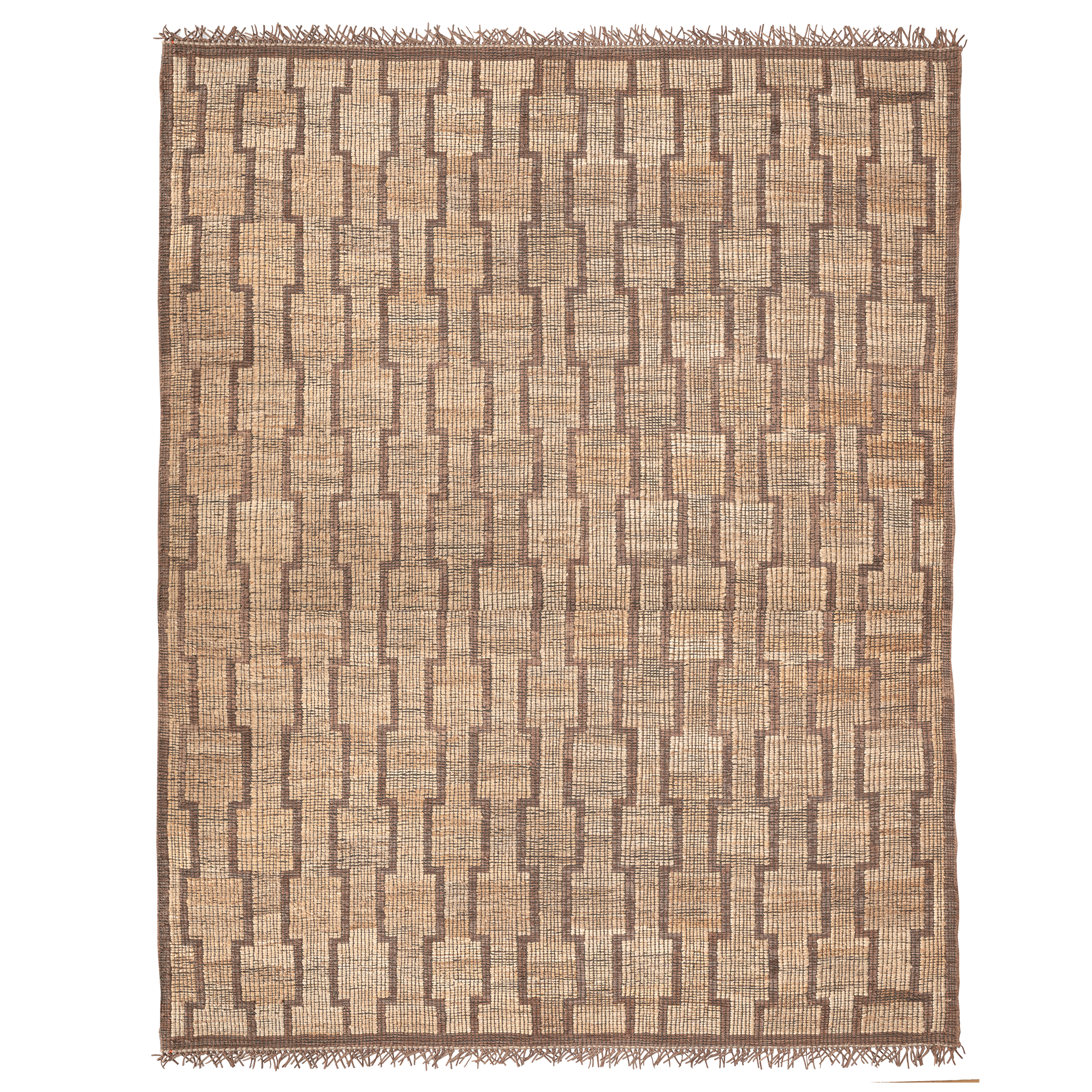 Mogador - A large jute and leather Tuareg style rug - Large natural