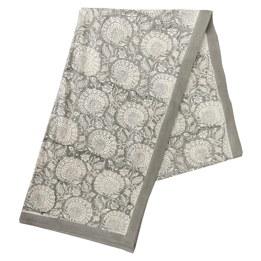 Nushka Accessories Two-Toned Floral Hand Block Printed Indian Tablecloth