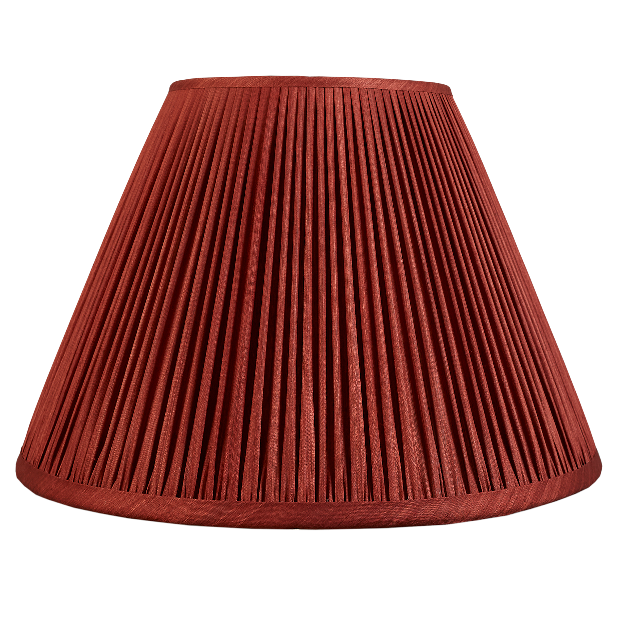 10 inch Gathered red/coral Mulberry silk French drum lampshade