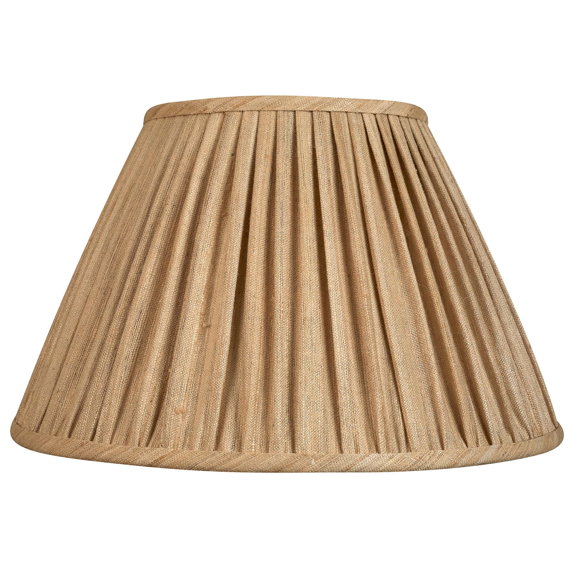14 inch Gathered Raw umber Mulberry silk French drum lampshade with spider fitting