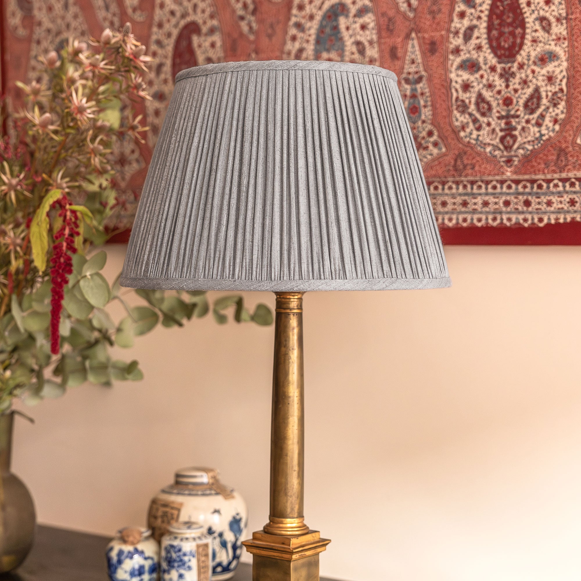 16 Inch (41cm) Blue Mulberry silk lampshade