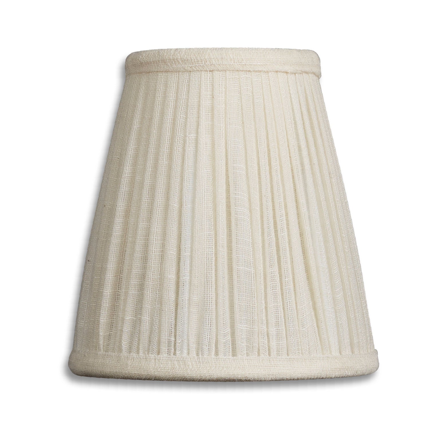 5 inch (13 cm) Tall clip on gathered lampshade in cream cotton