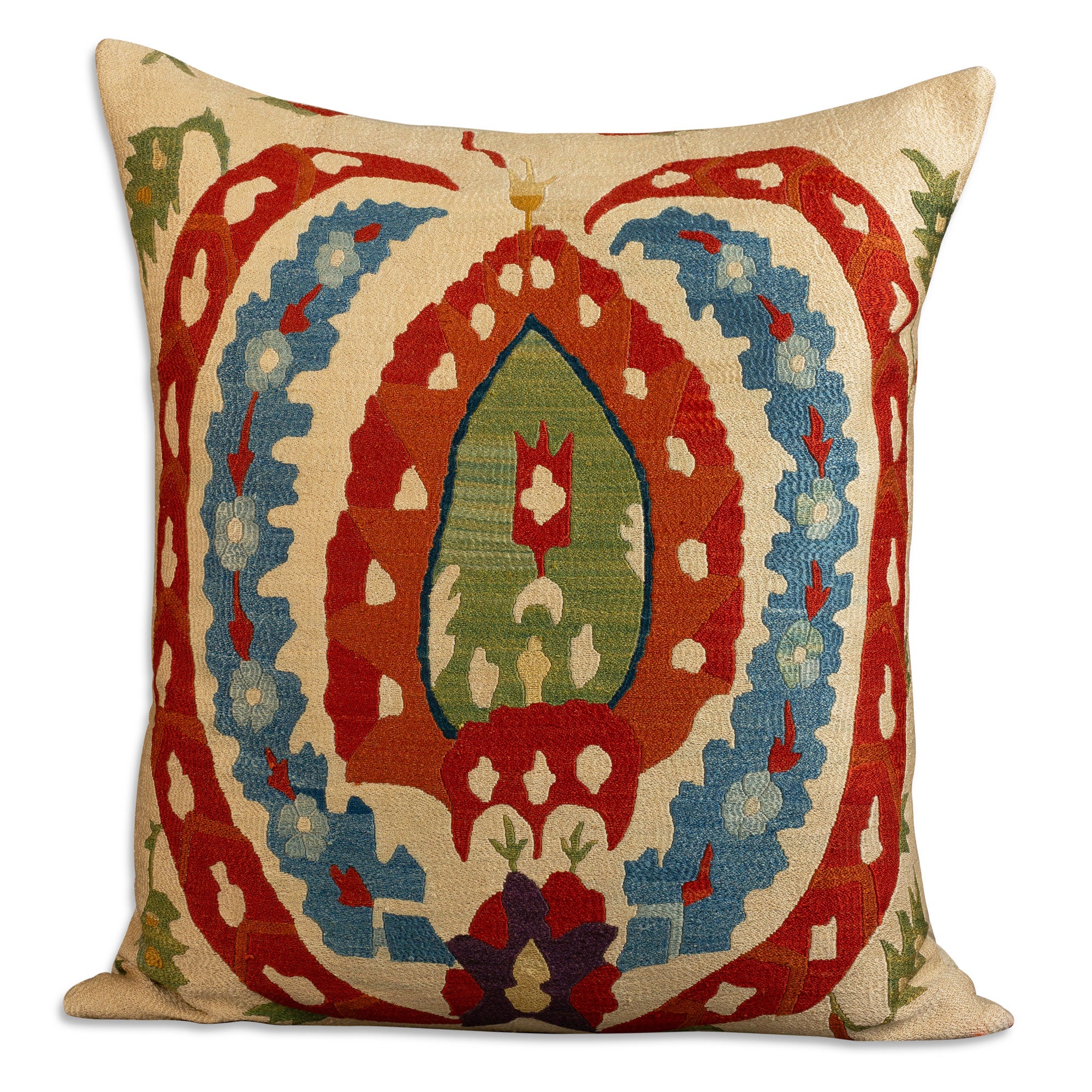 Rare silk Kaitag style Caucasian cushion - throw pillow