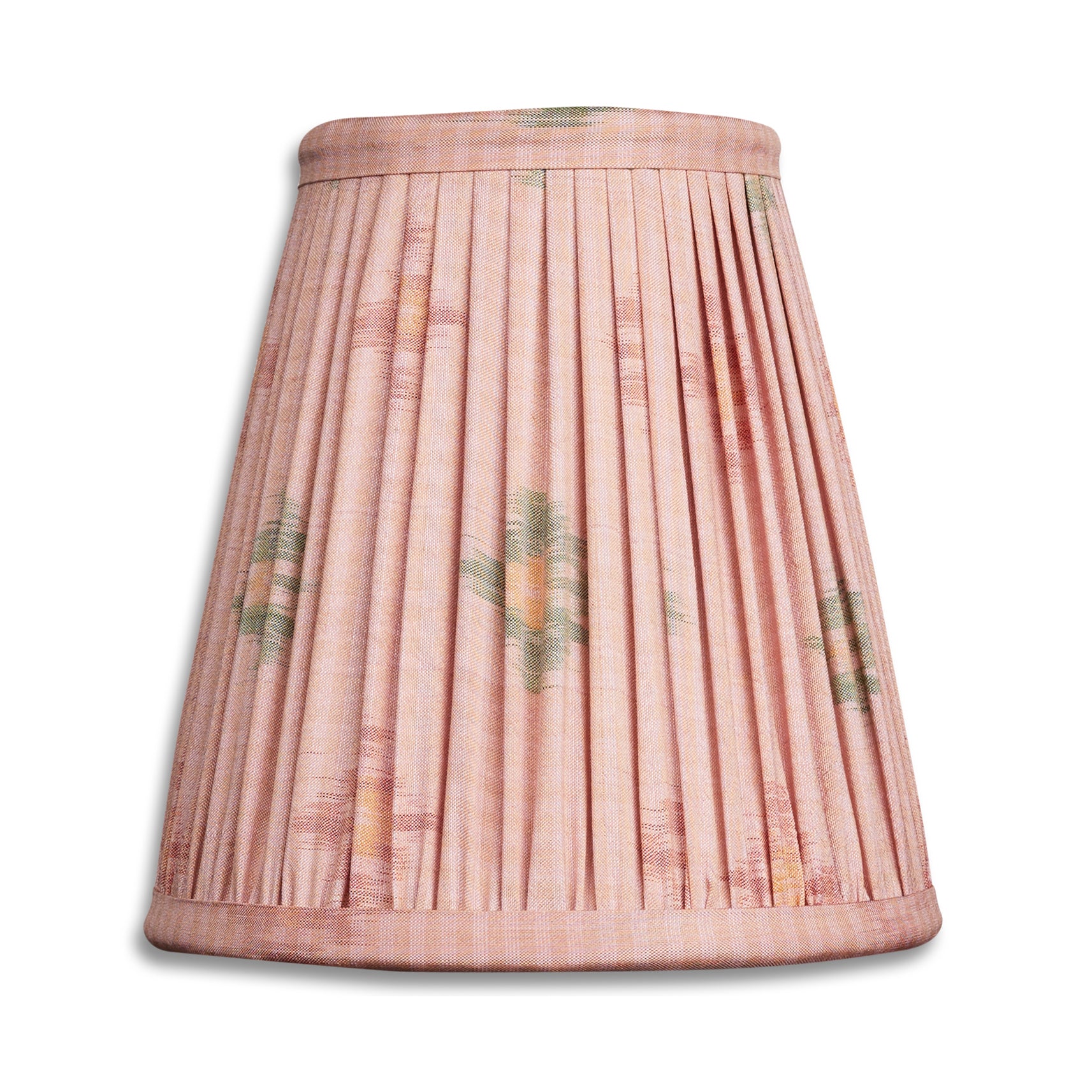 5 inch (13 cm) Pair of pink patola motif silk sari clip on lampshades