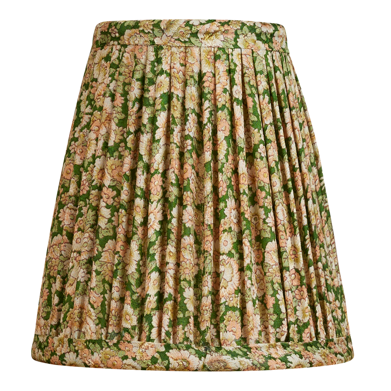 Pair of 5 inch Green and cream floral design silk sari lampshade clip on shades