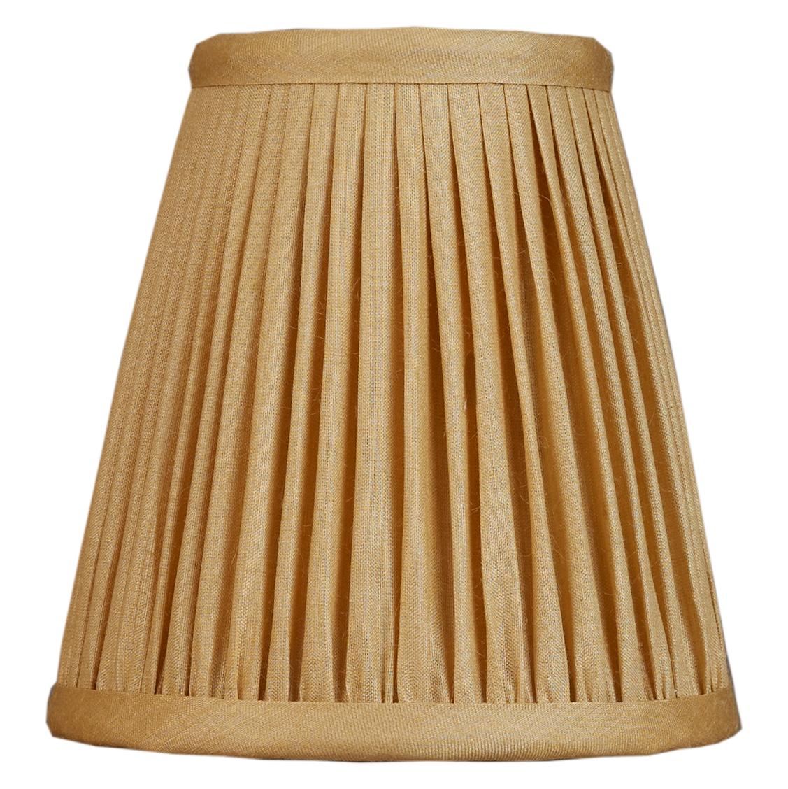 5 inch Tall Sand Yellow gathered Tussar silk clip-on lampshade
