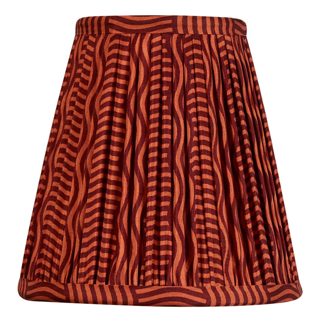 Pair of 6 inch Two tone burgundy wavy stripe design silk sari clip-on shades