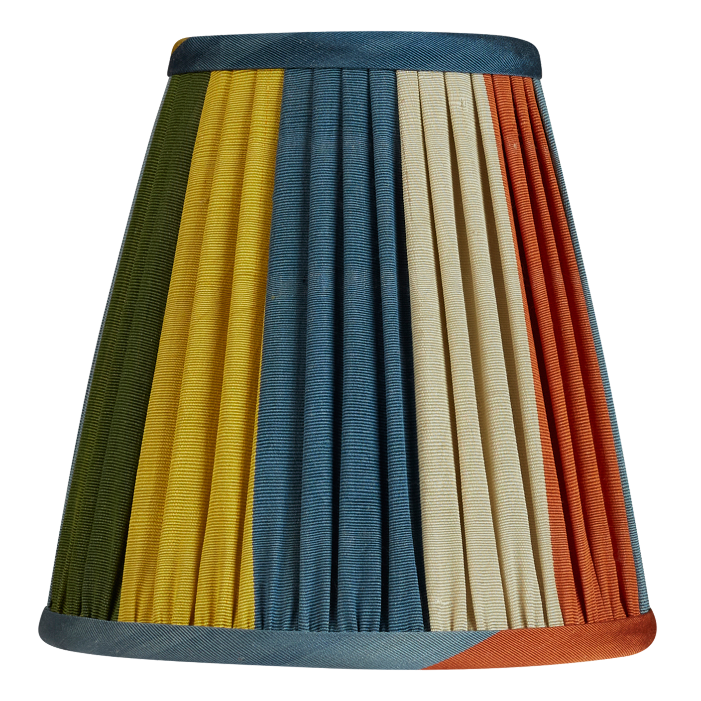 Pair of 6 inch harlequin stripe silk and cotton clip-on Ikat lampshades