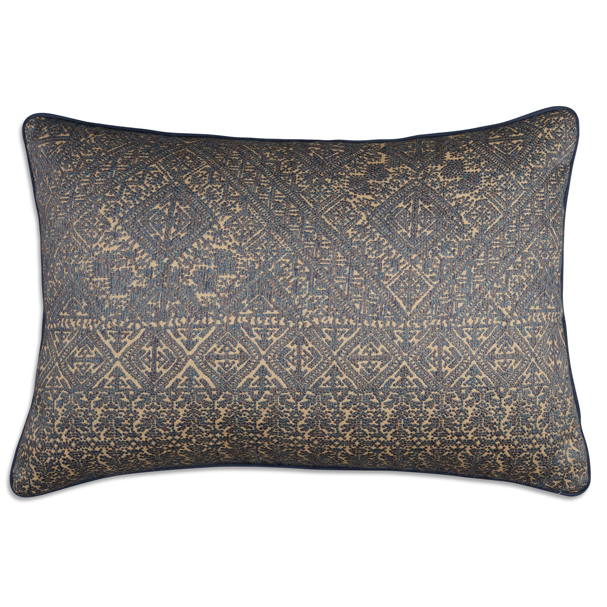 Indigo rectangular fez weave cushion - throw pillow