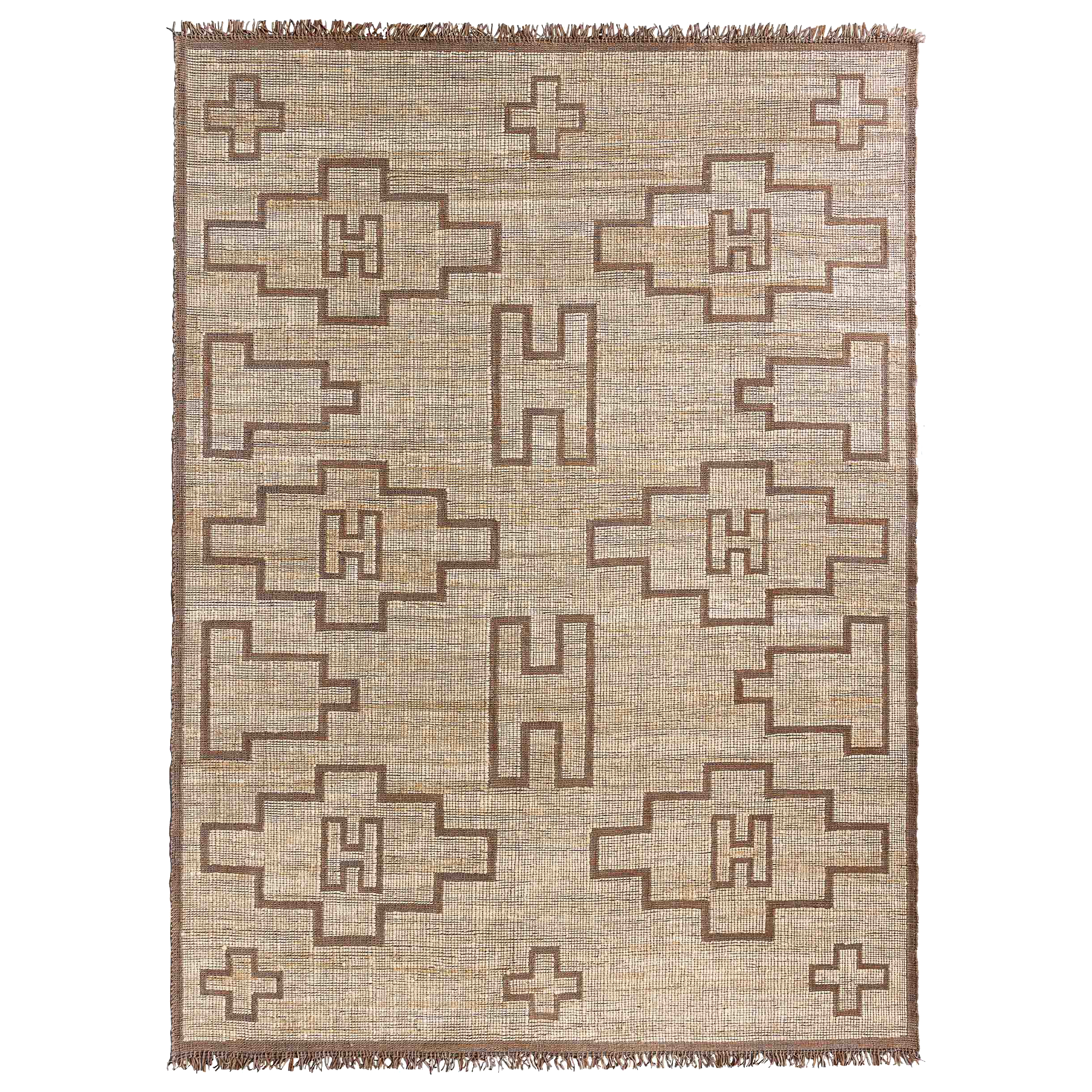 Fez - A jute and leather Tuareg style rug