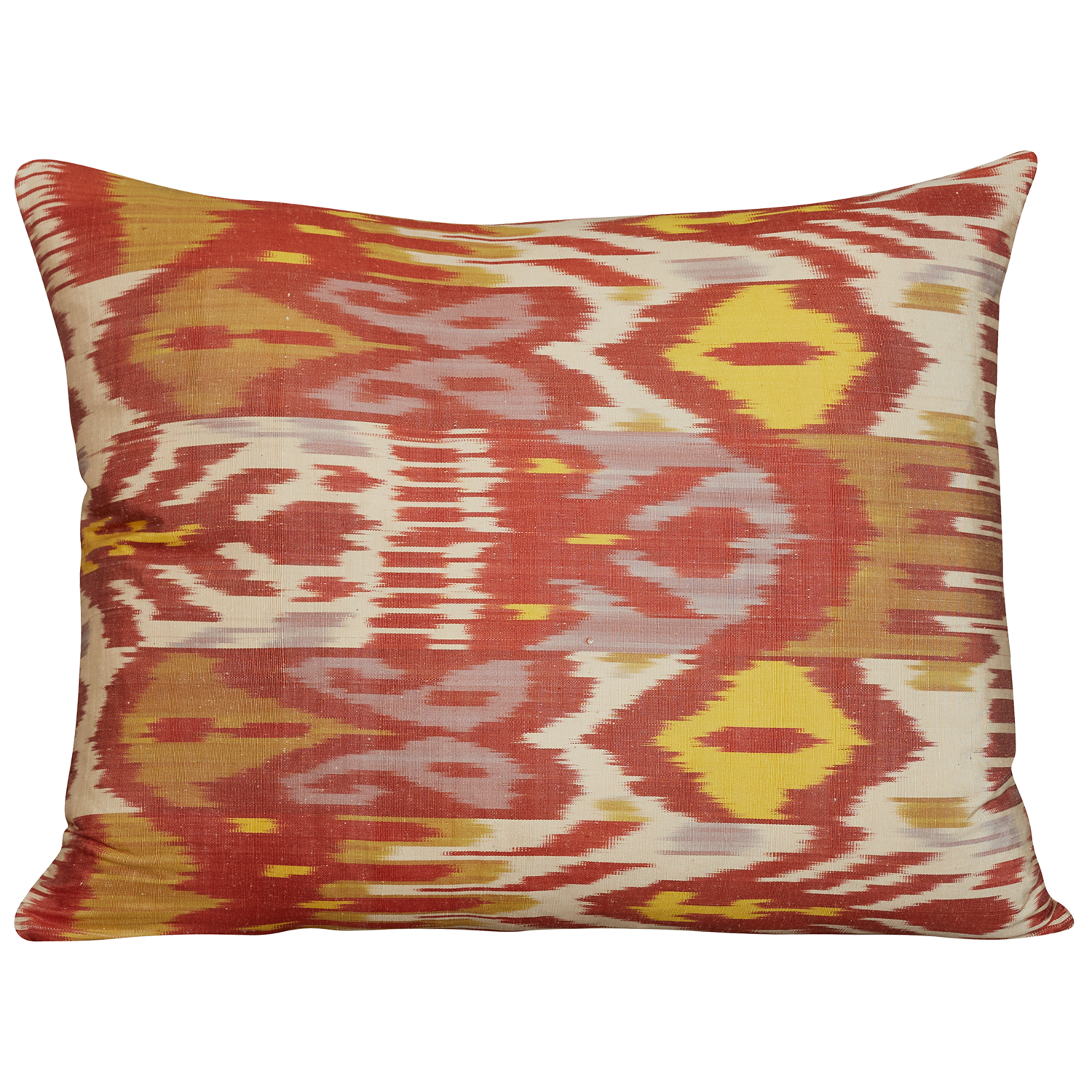 Rectangular multicoloured silk and cotton Ikat cushion