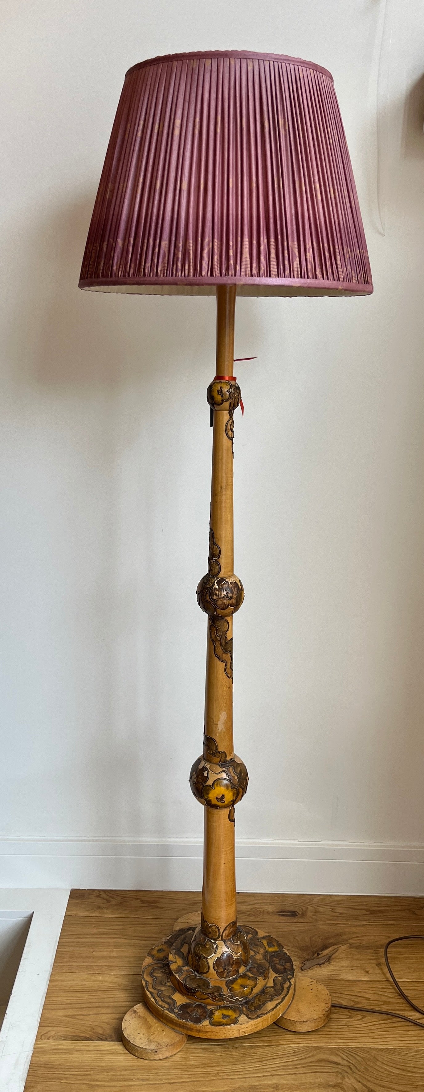 A 1930's Painted beech standard lamp