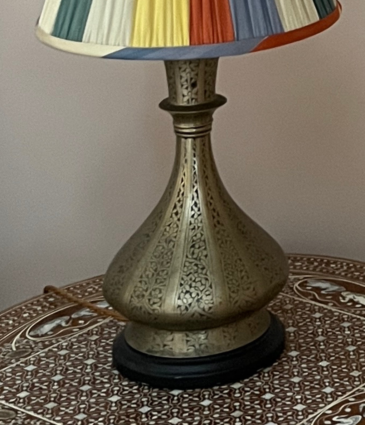 A 20th century Eastern style brass table lamp