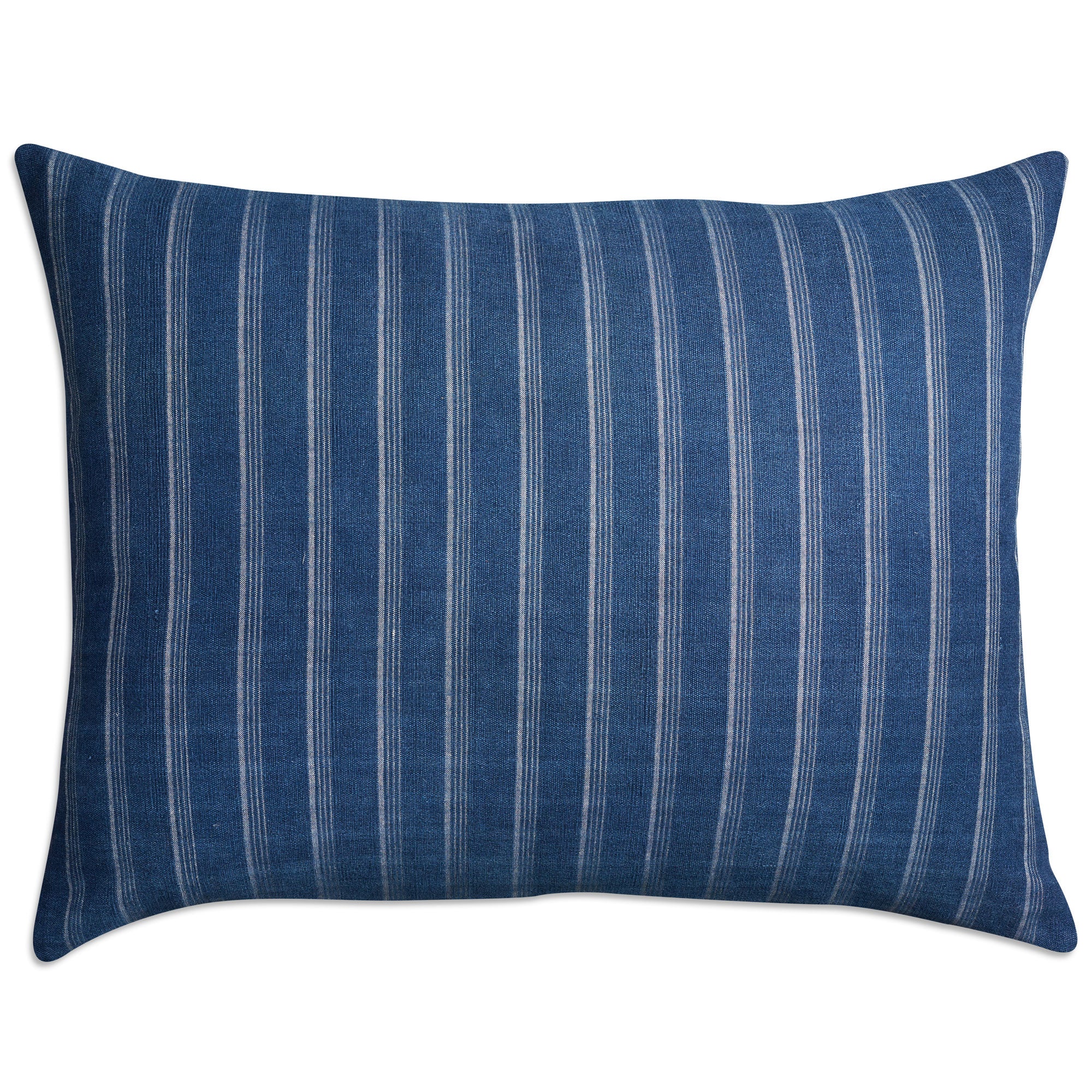 Vintage Guatemalan striped rectangular Indigo cushion - pillow with linen back