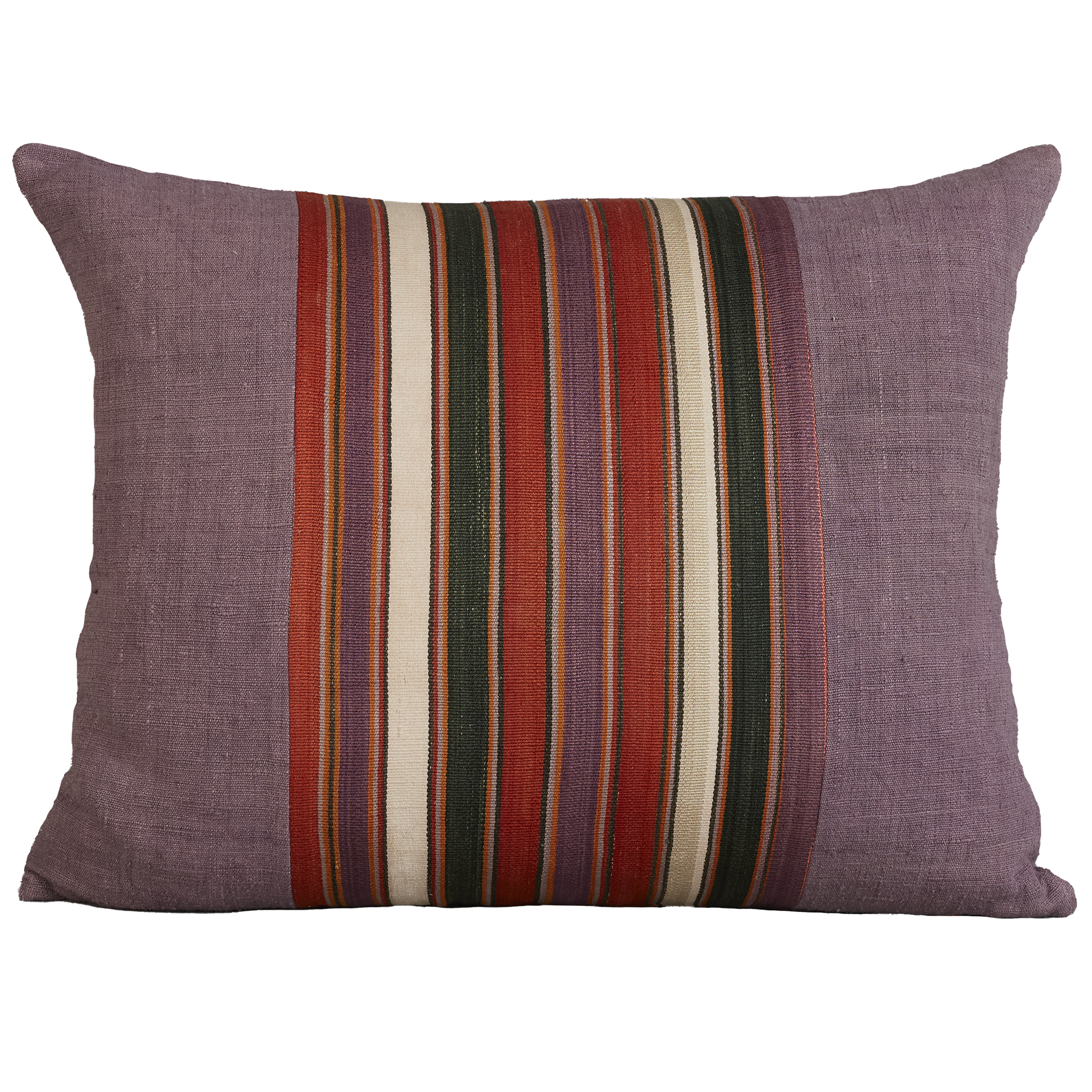 Silk Jajim Cushion/ pillow - Lavender/red/cream narrow multi stripe