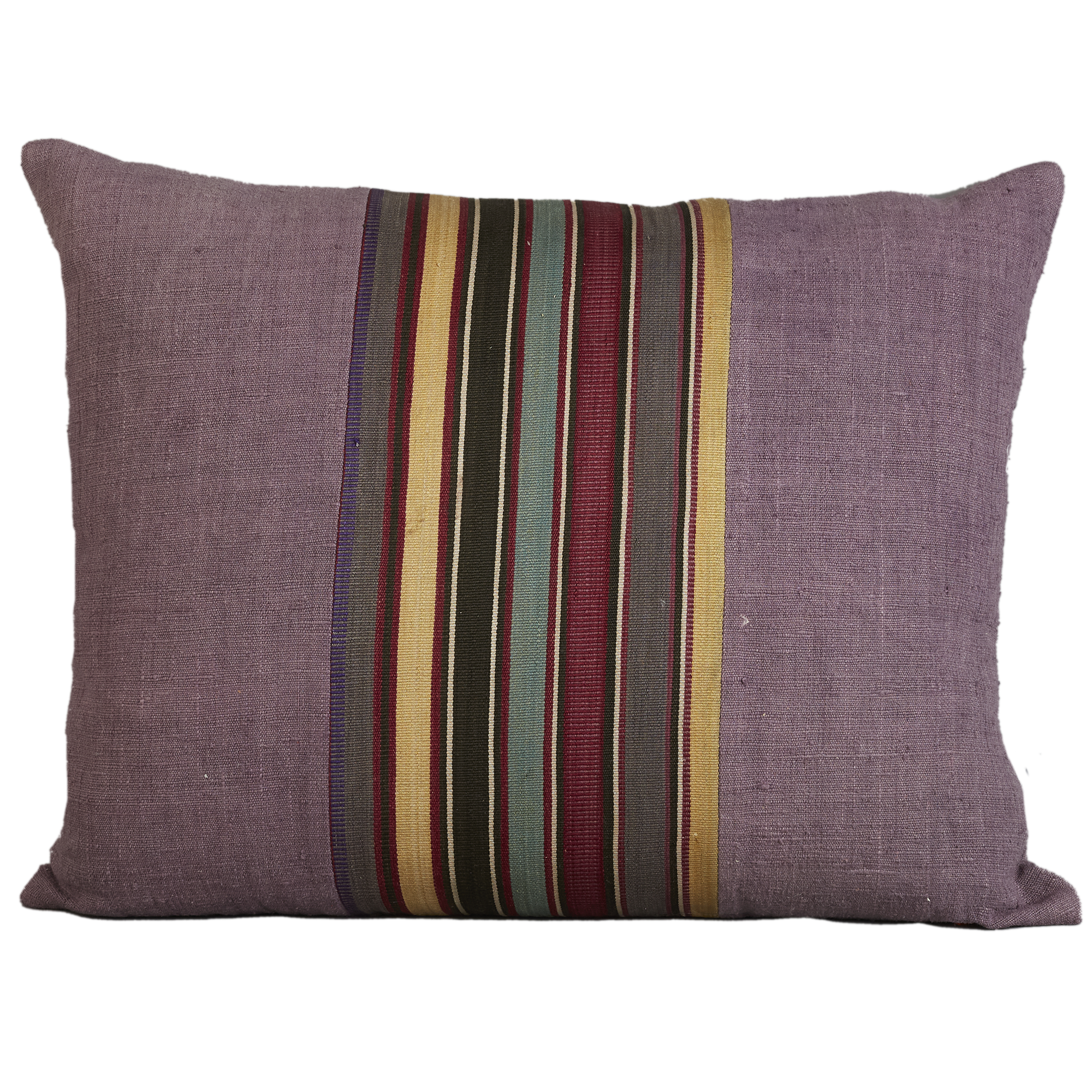 Silk Jajim Cushion/ pillow - Lavender multicoloured narrow stripe