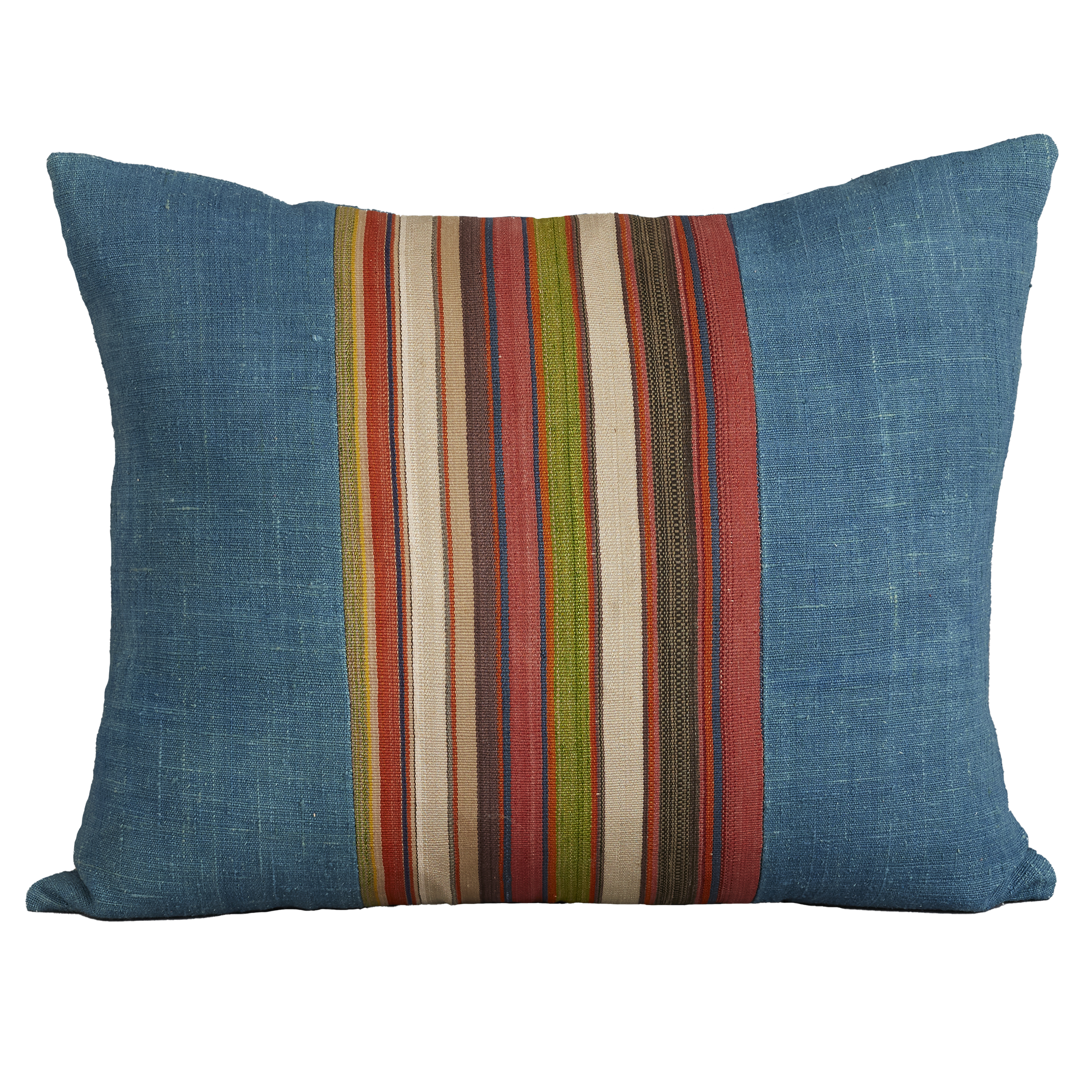 Silk Jajim Cushion/ pillow - Royal blue multicoloured stripe cushion