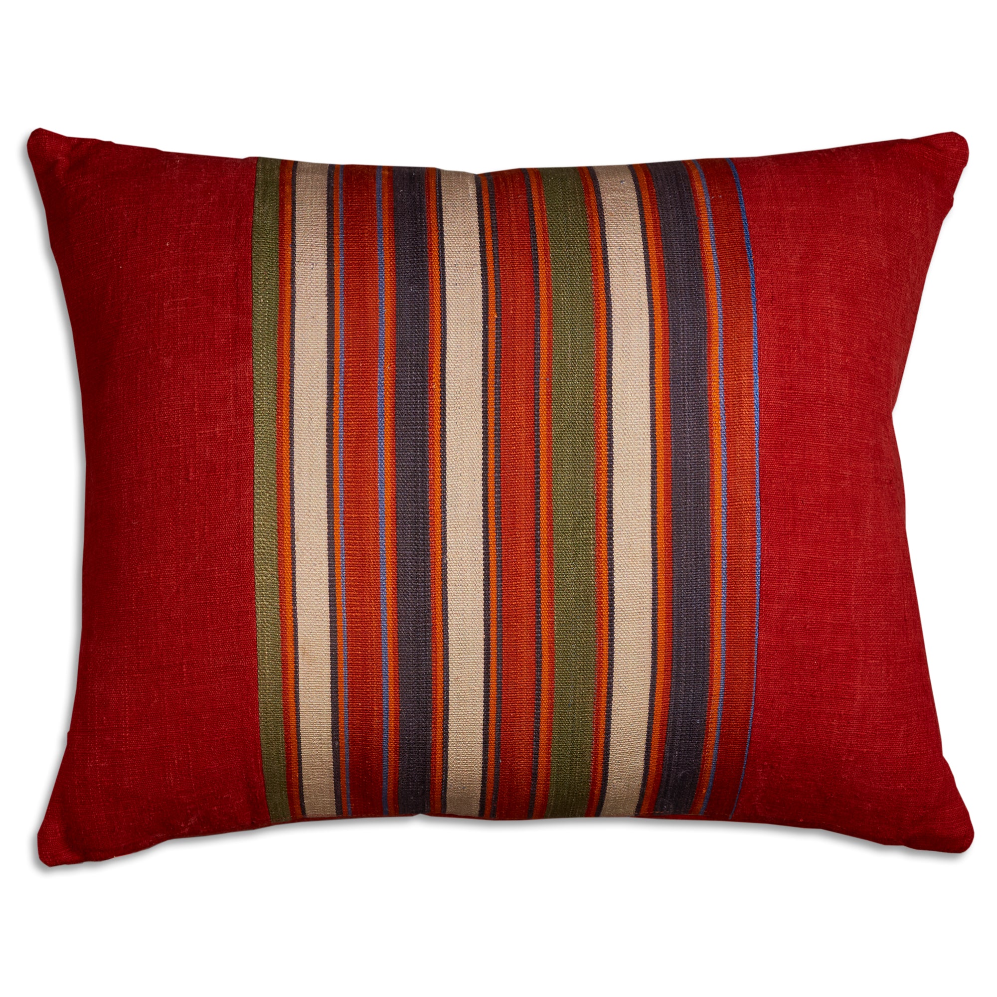 Silk Jajim Cushion/ pillow - Classic red and multicoloured stripe