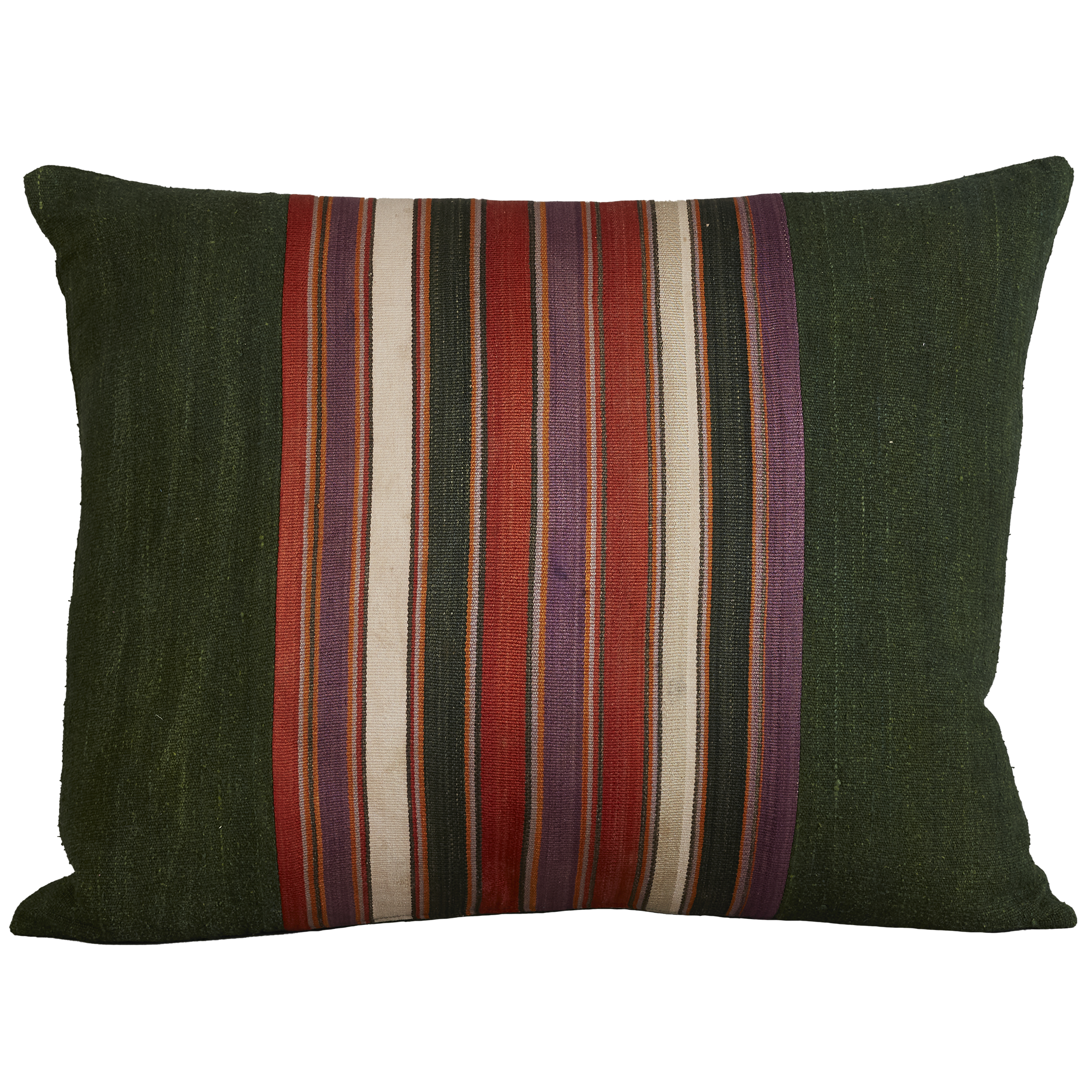 Silk Jajim Cushion/ pillow - Dark forest green stripe