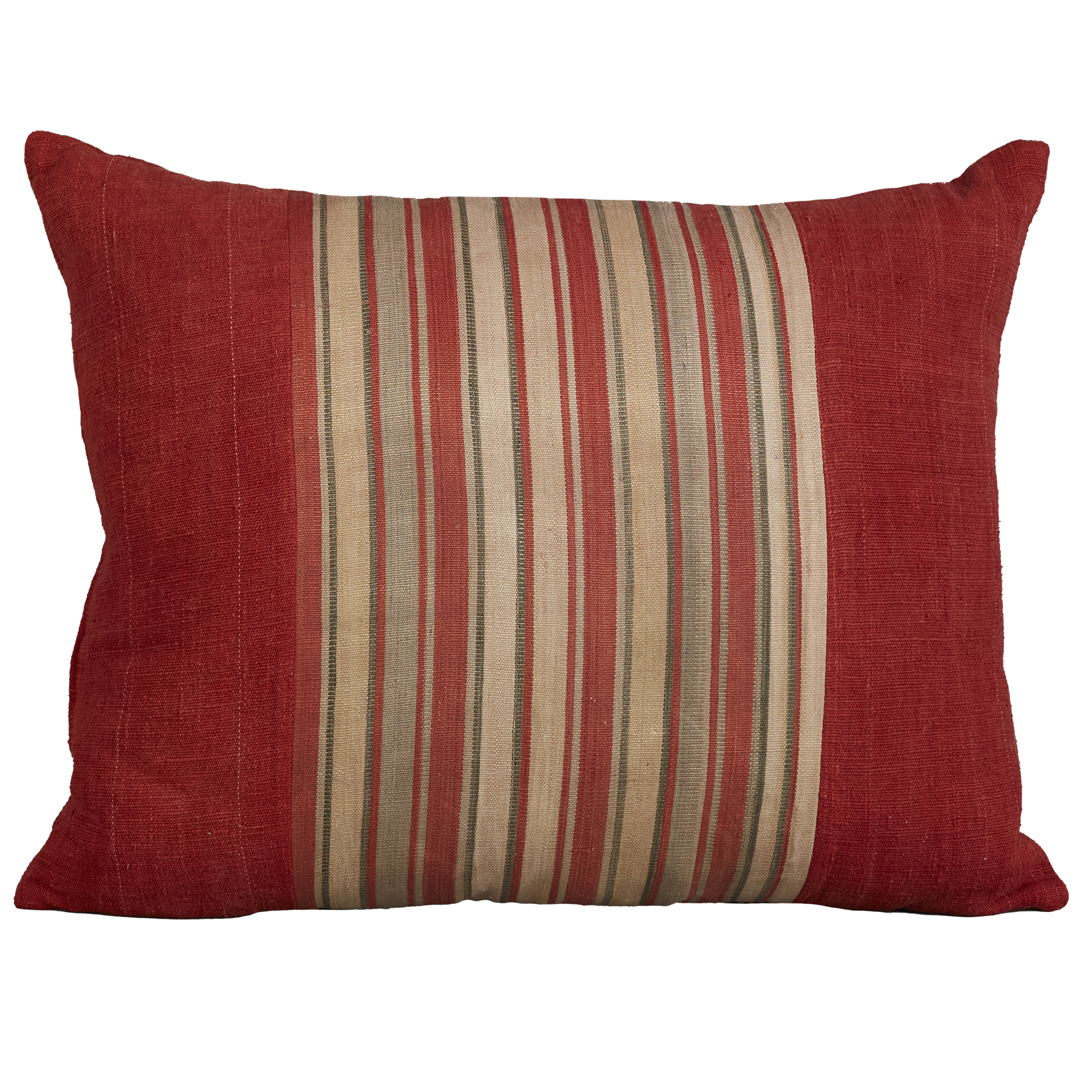 Silk Jajim Cushion/ pillow - Classic red and grey stripe