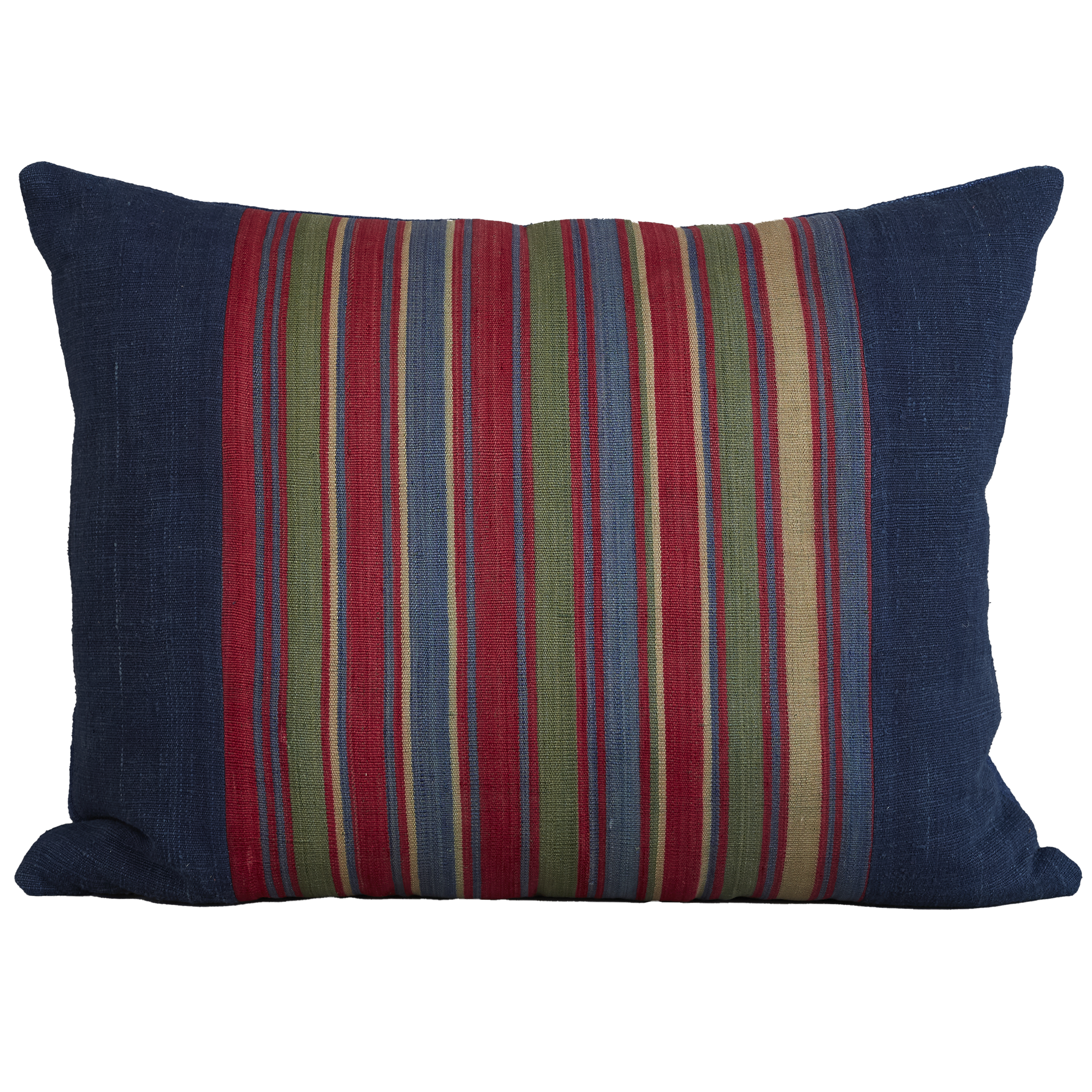 Silk Jajim Cushion/ pillow- Navy and mulitcoloured stripe