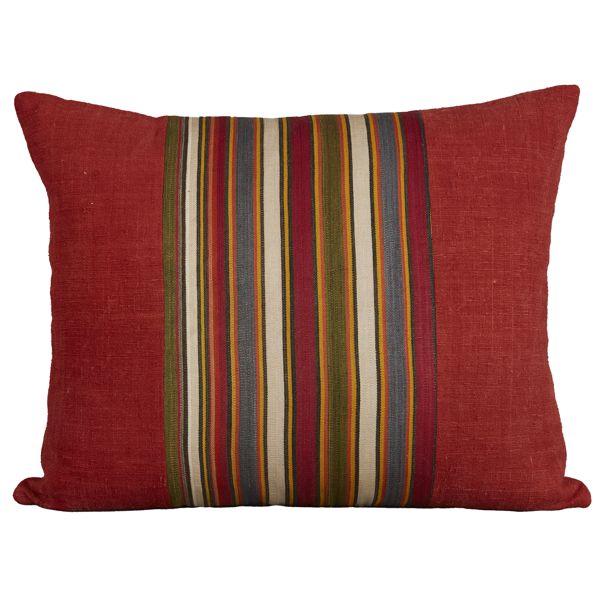 Silk Jajim Cushion/ pillow - Red and yellow multicoloured stripe