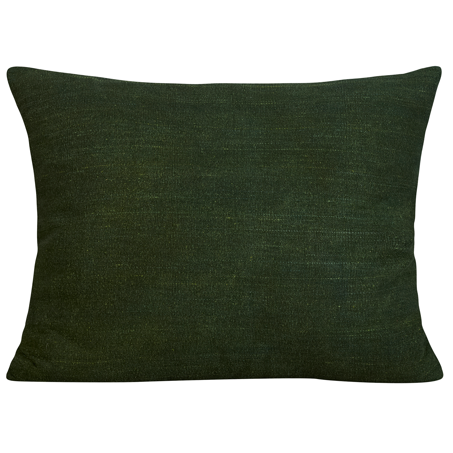 Silk Jajim Cushion/ pillow - Forest green with orange/ecru and red stripe
