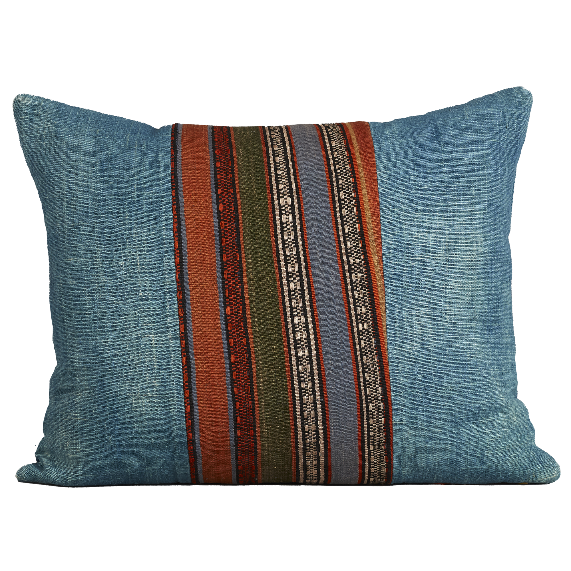 Silk Jajim Cushion/ pillow - Denim blue wide stripe