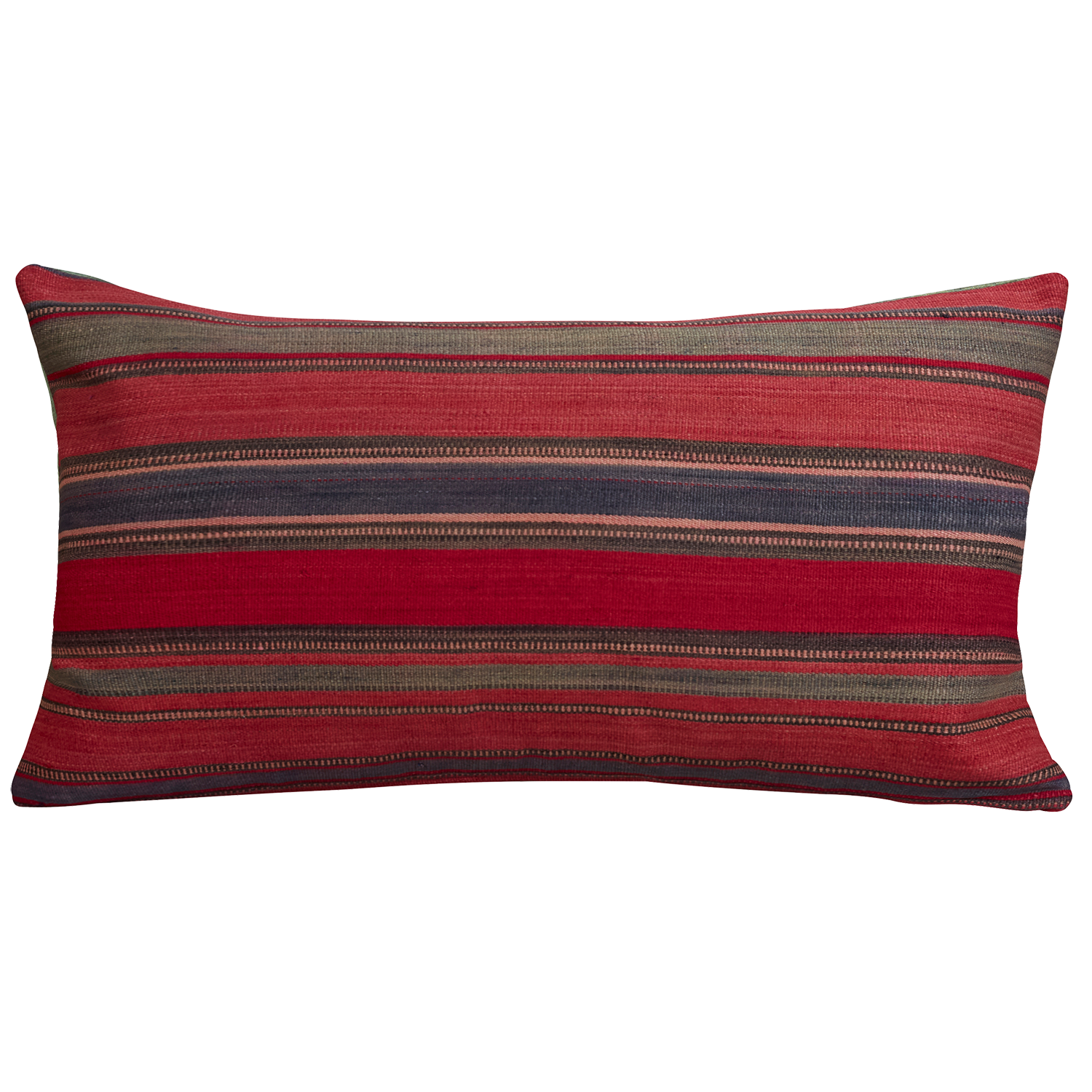 Small silk Jajim cushion/ pillow - Pink and grey horizontal stripe