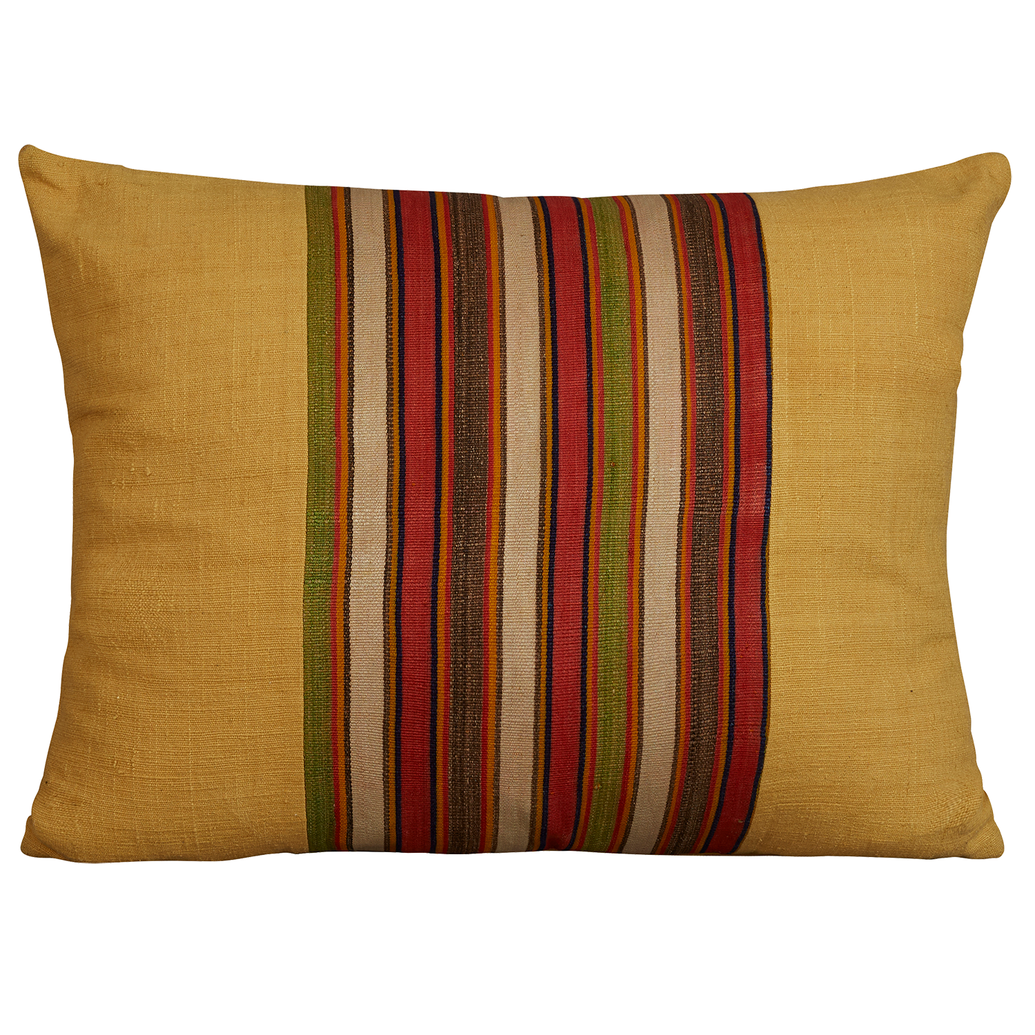 Silk Jajim Cushion/ pillow - Yellow with multicolour stripe